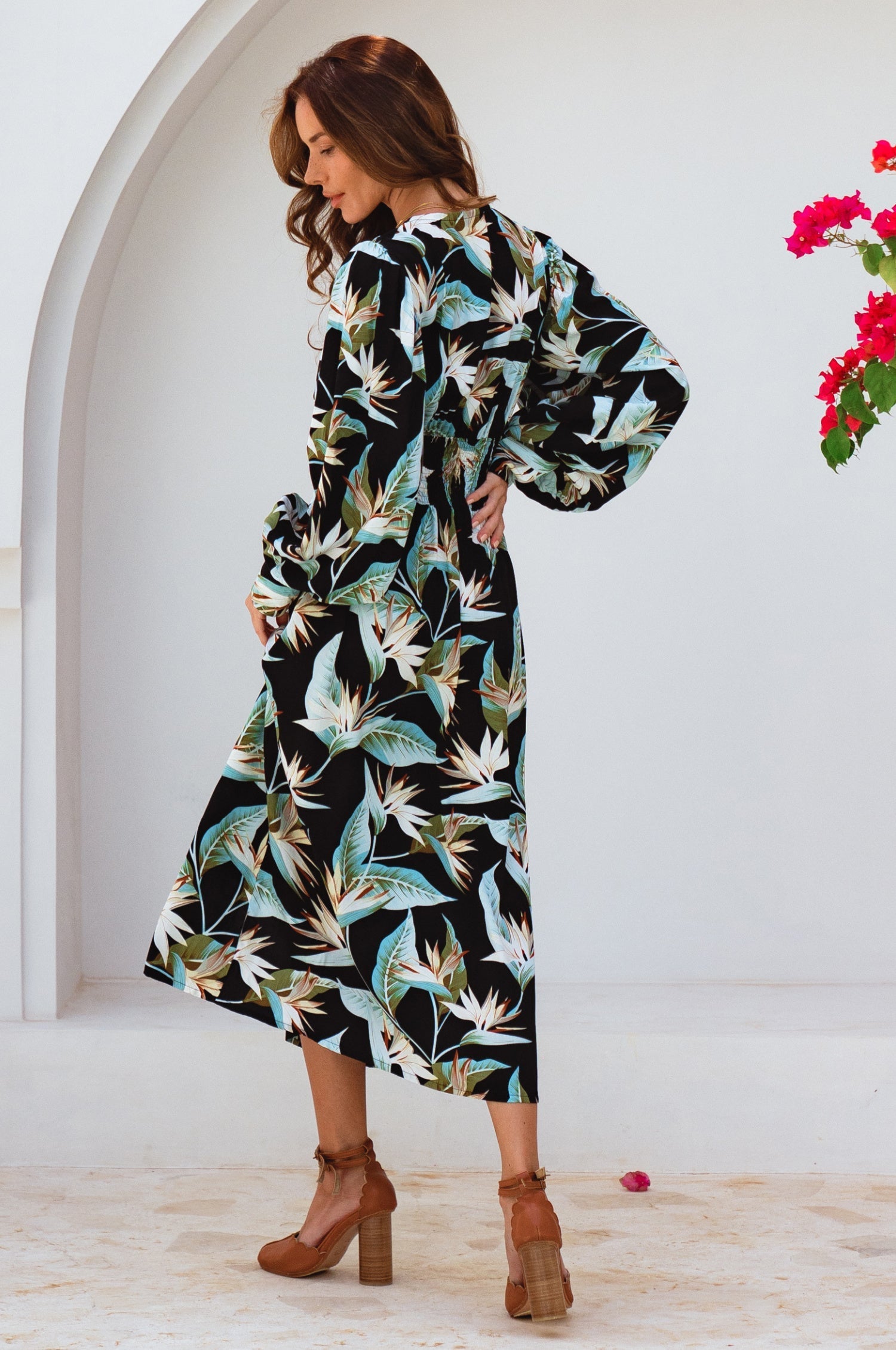 Juliette Pearl Buttons Midi Dress-4