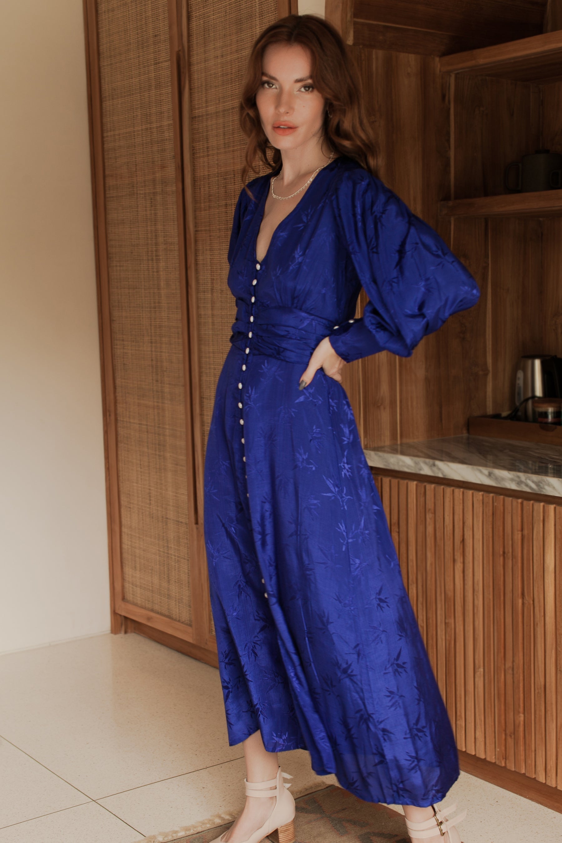Juliette Pearl Buttons Midi Dress-8