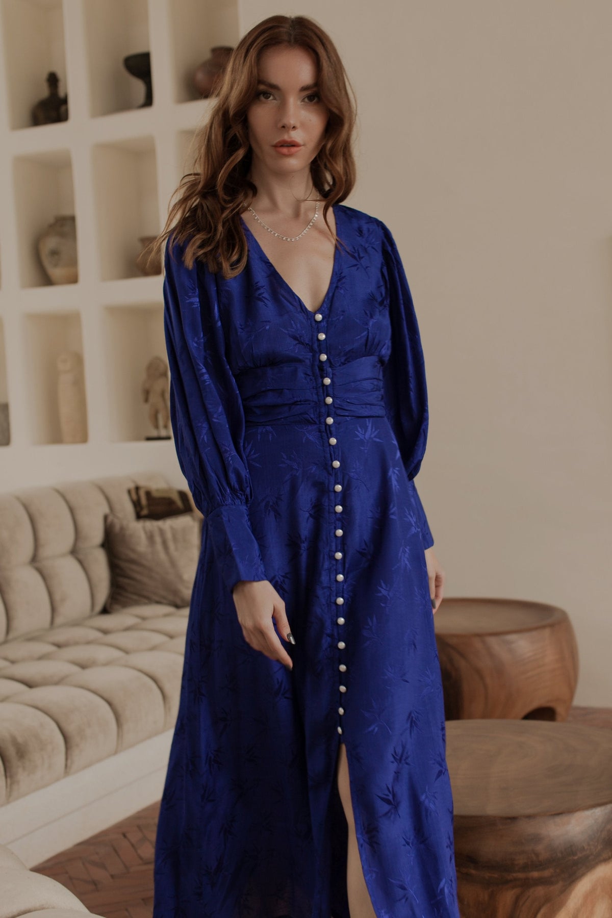 Juliette Pearl Buttons Midi Dress-2