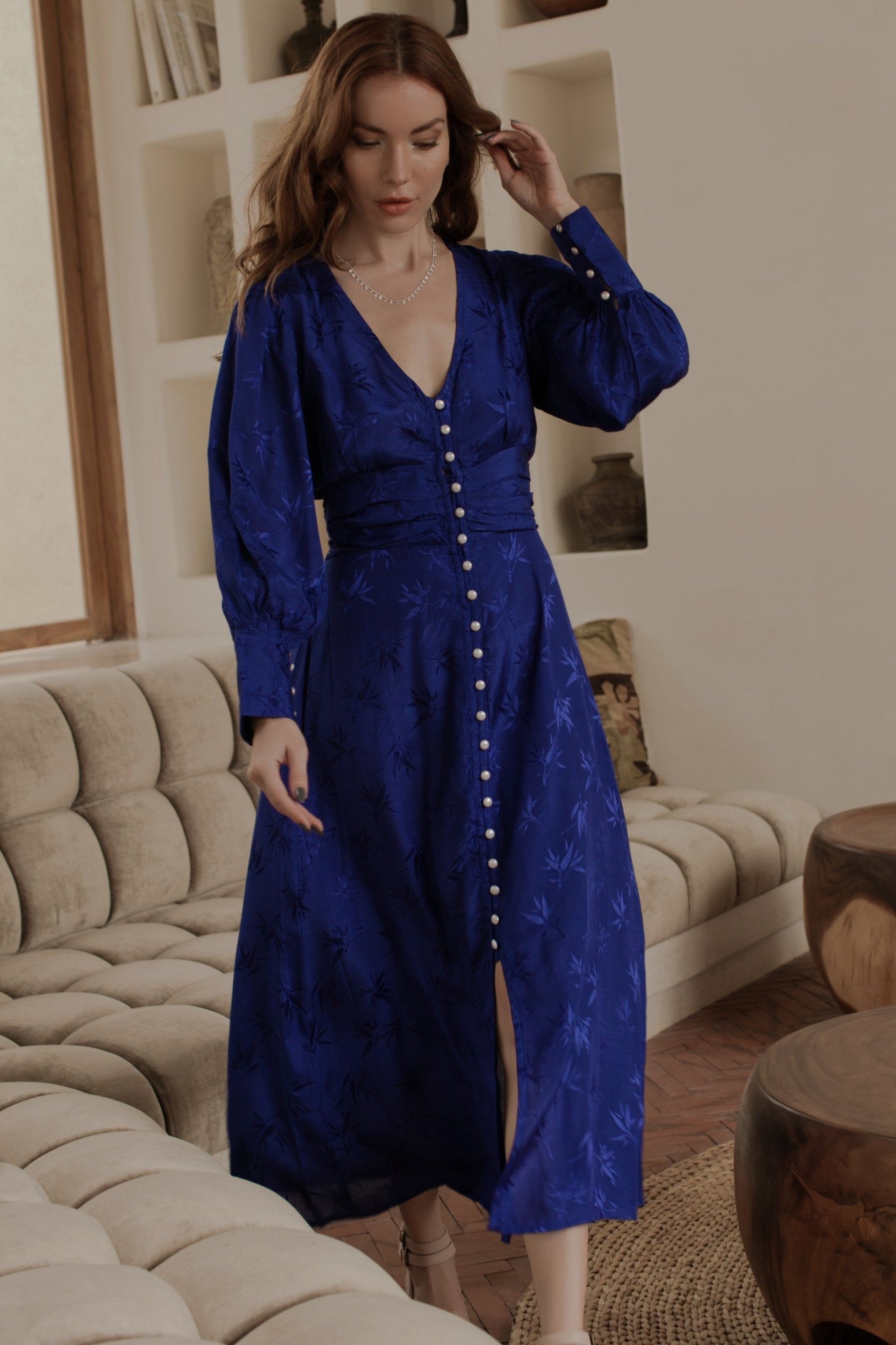 Juliette Pearl Buttons Midi Dress-1