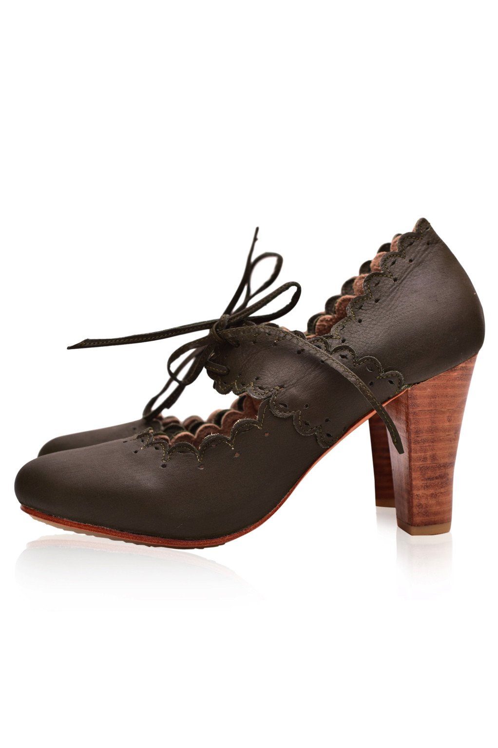 Paradise Bird Scalloped Leather Heels-7
