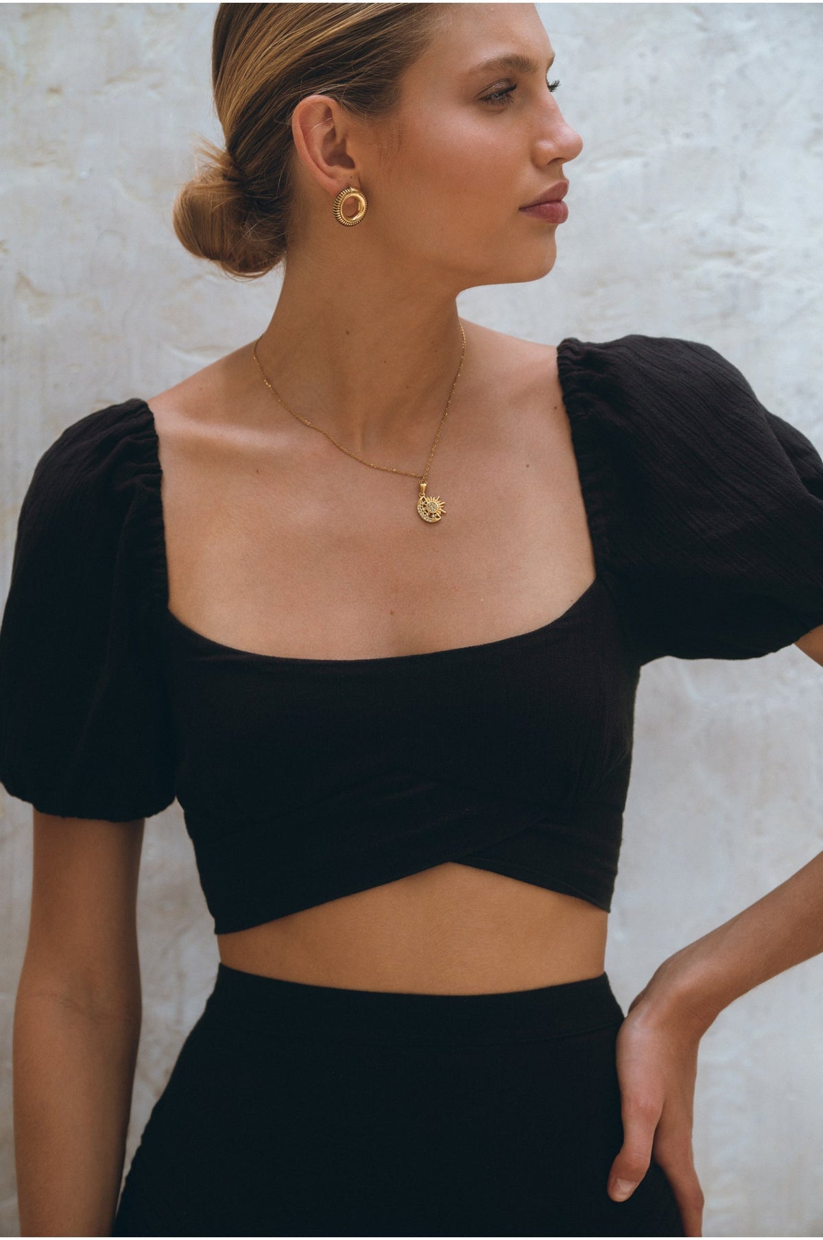 Kiana Linen Crop Top-2