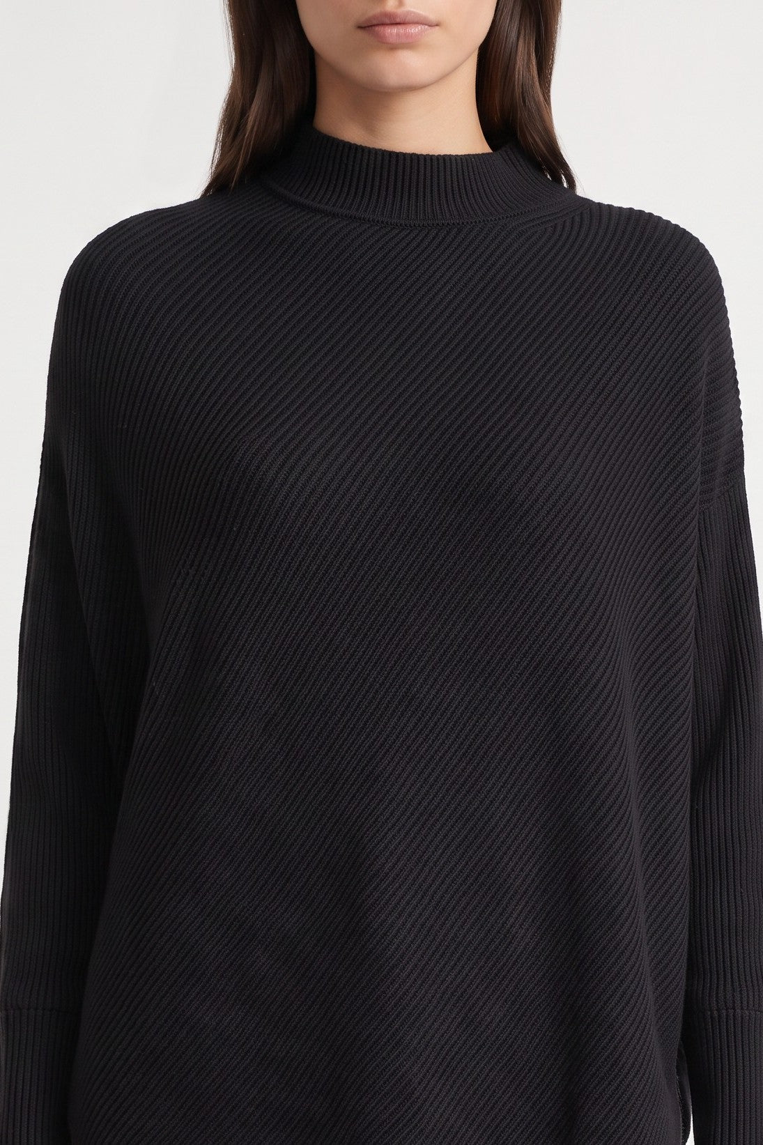 Black Ribbed High Neck Jumper-1