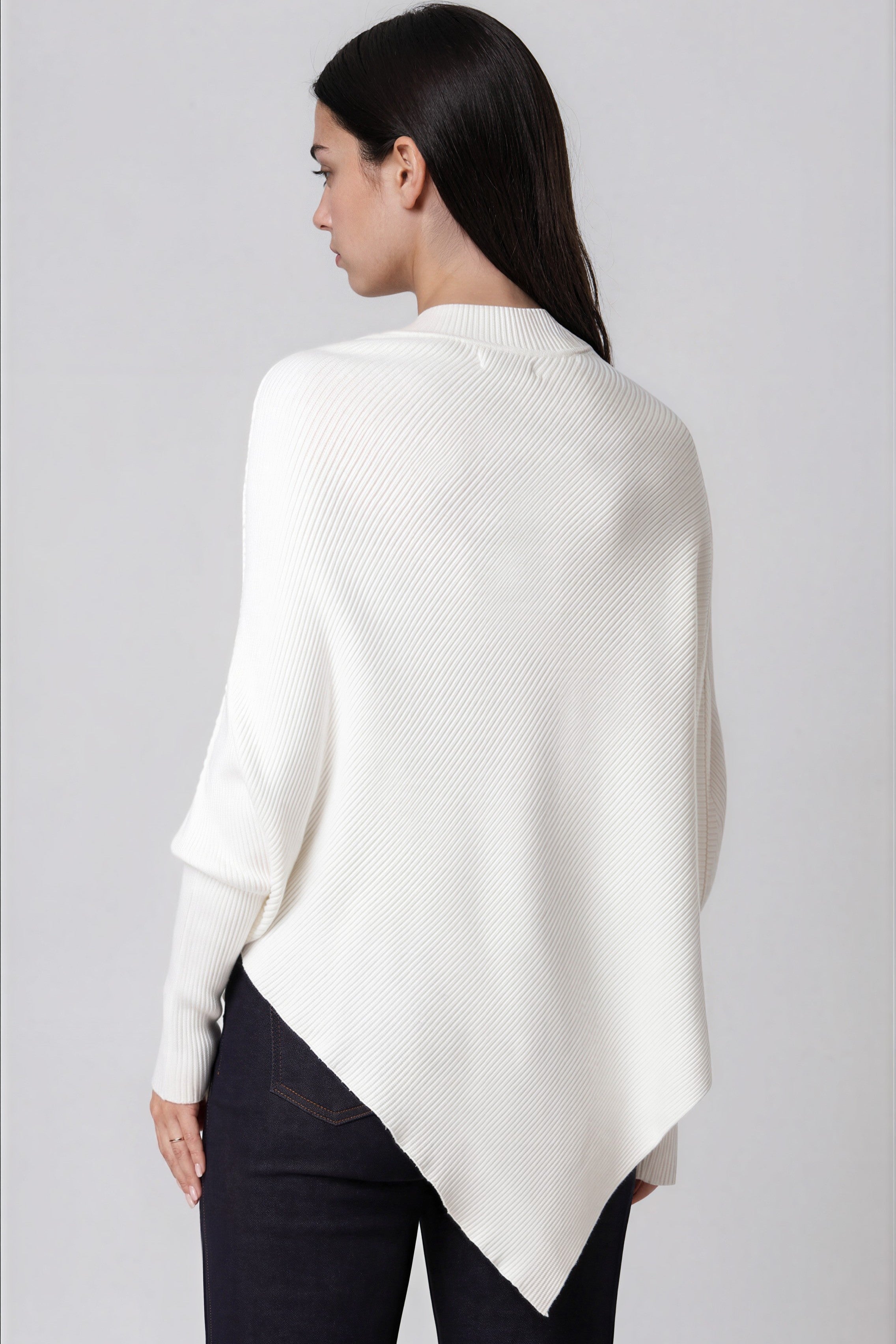 Ivory Ribbed High Neck Jumper-2