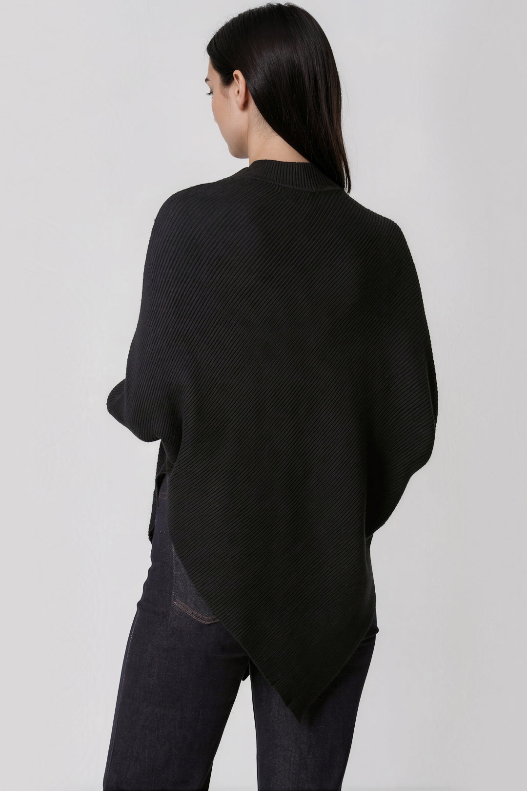 Black Ribbed High Neck Jumper-3