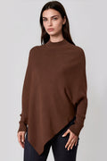 Brown Ribbed High Neck Jumper-0