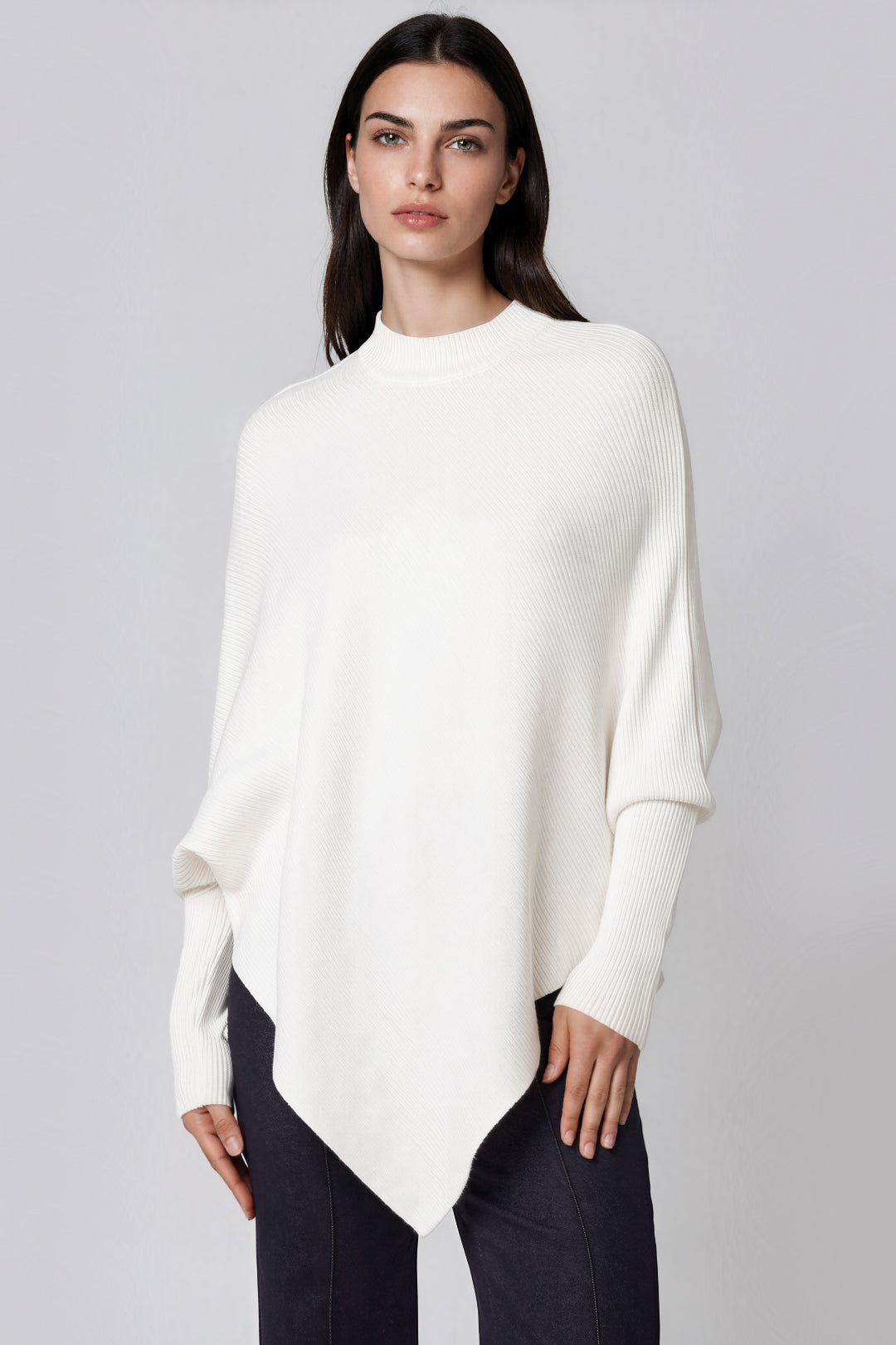 Ivory Ribbed High Neck Jumper-0
