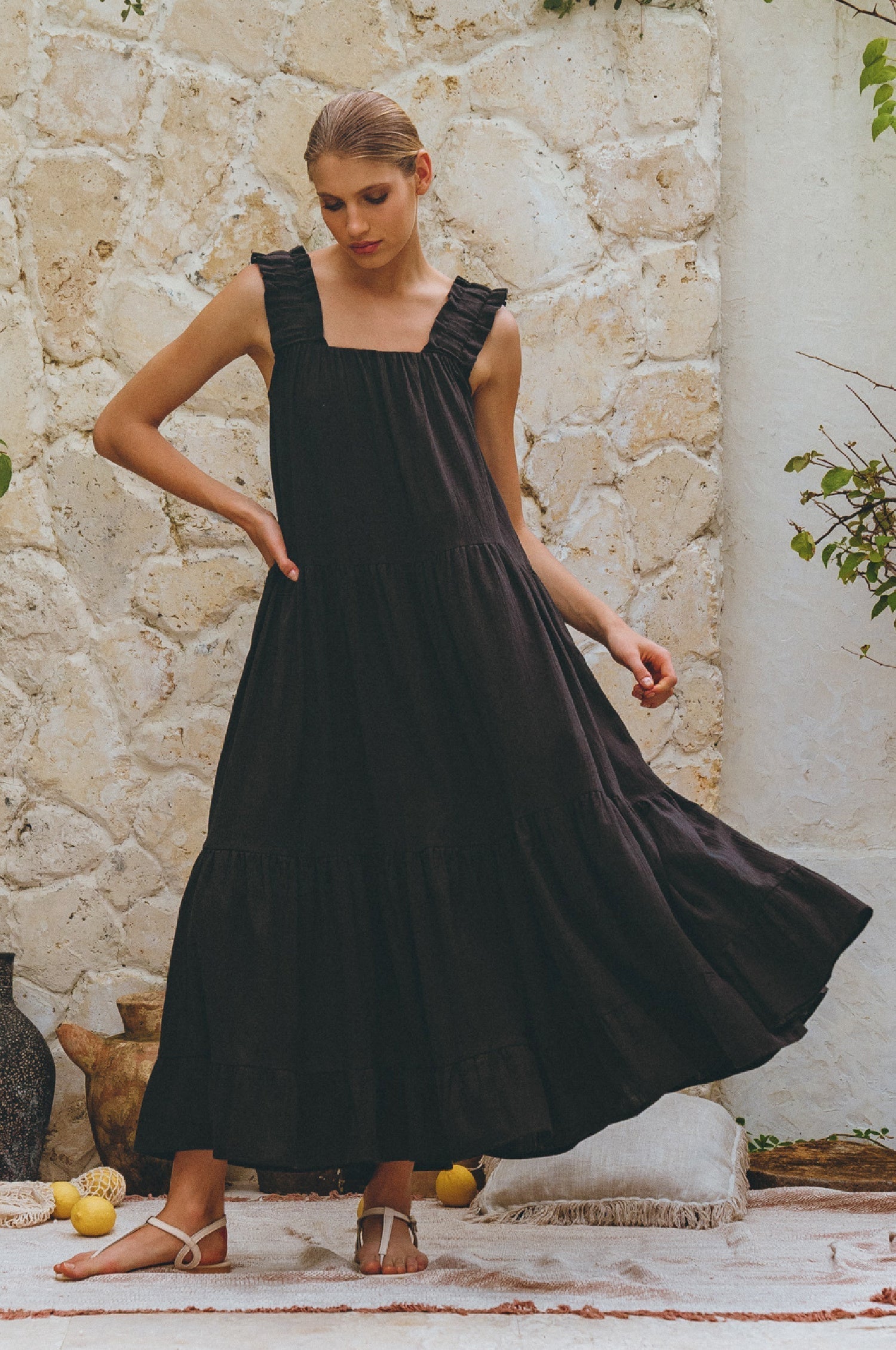 La Palma Linen Maxi Dress-3