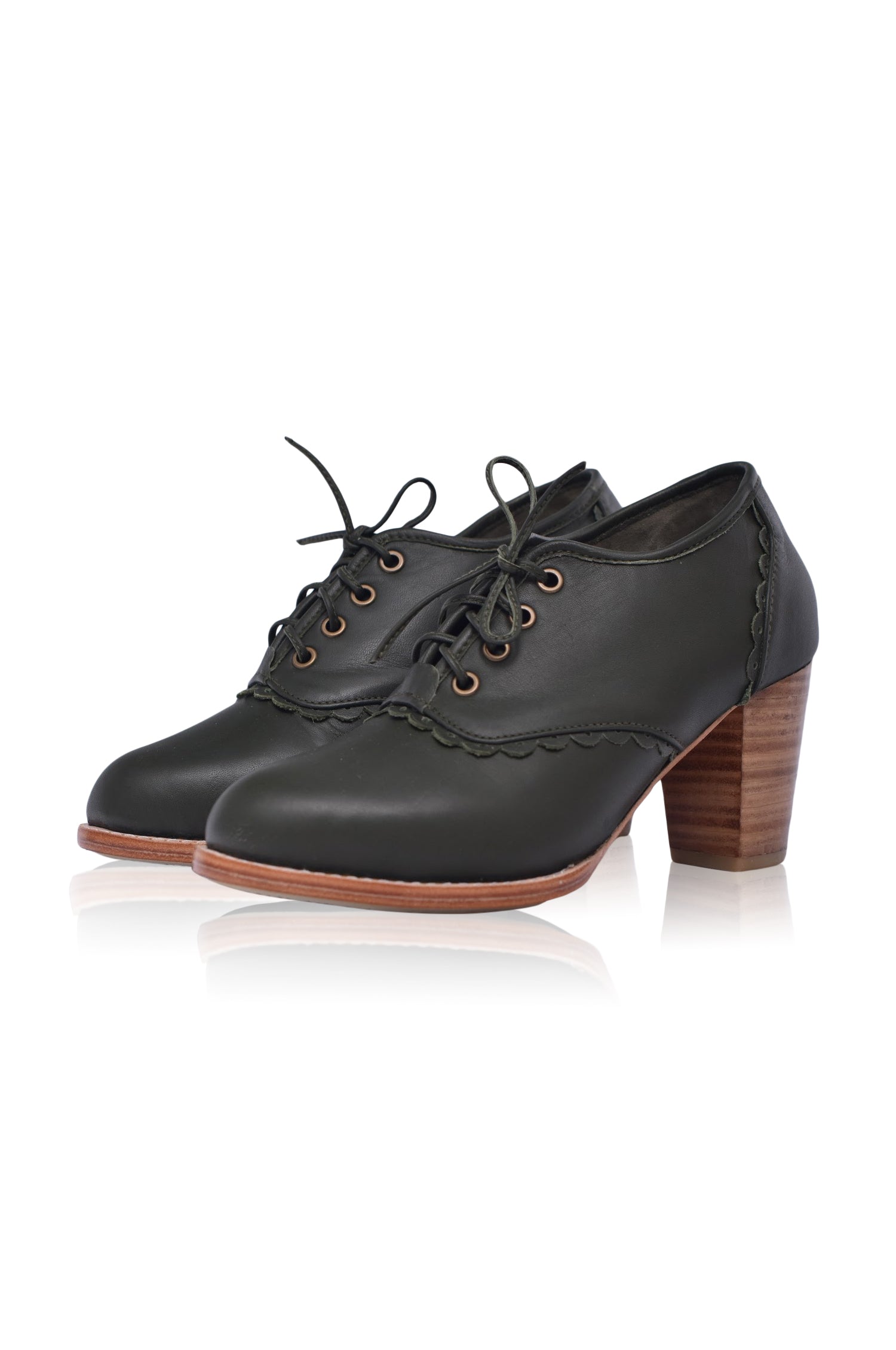 Lace Oxford Leather Heels-9