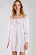 White Bardot Mini Dress-0
