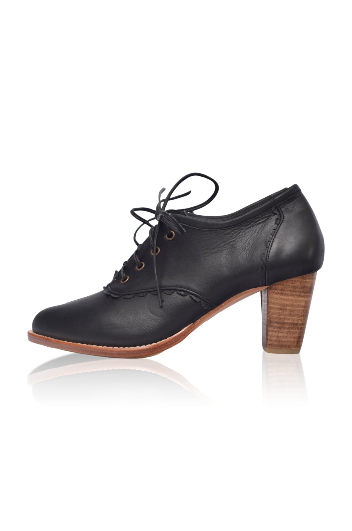 Lace Oxford Leather Heels-1