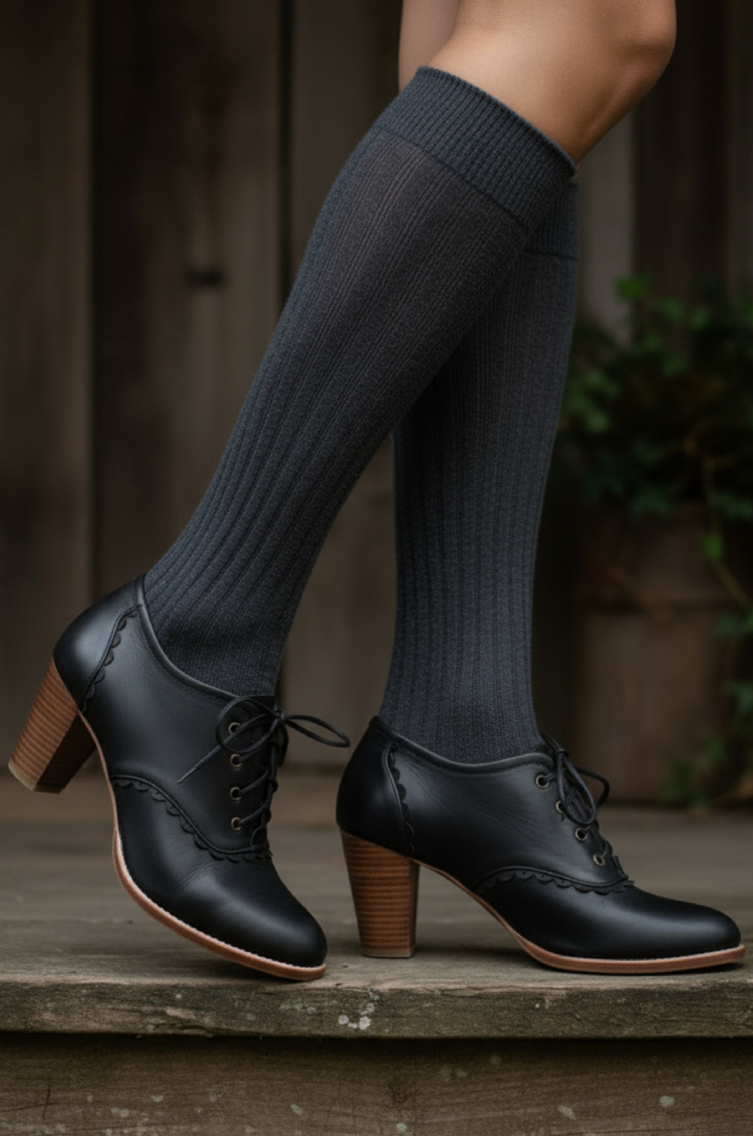 Lace Oxford Leather Heels-0