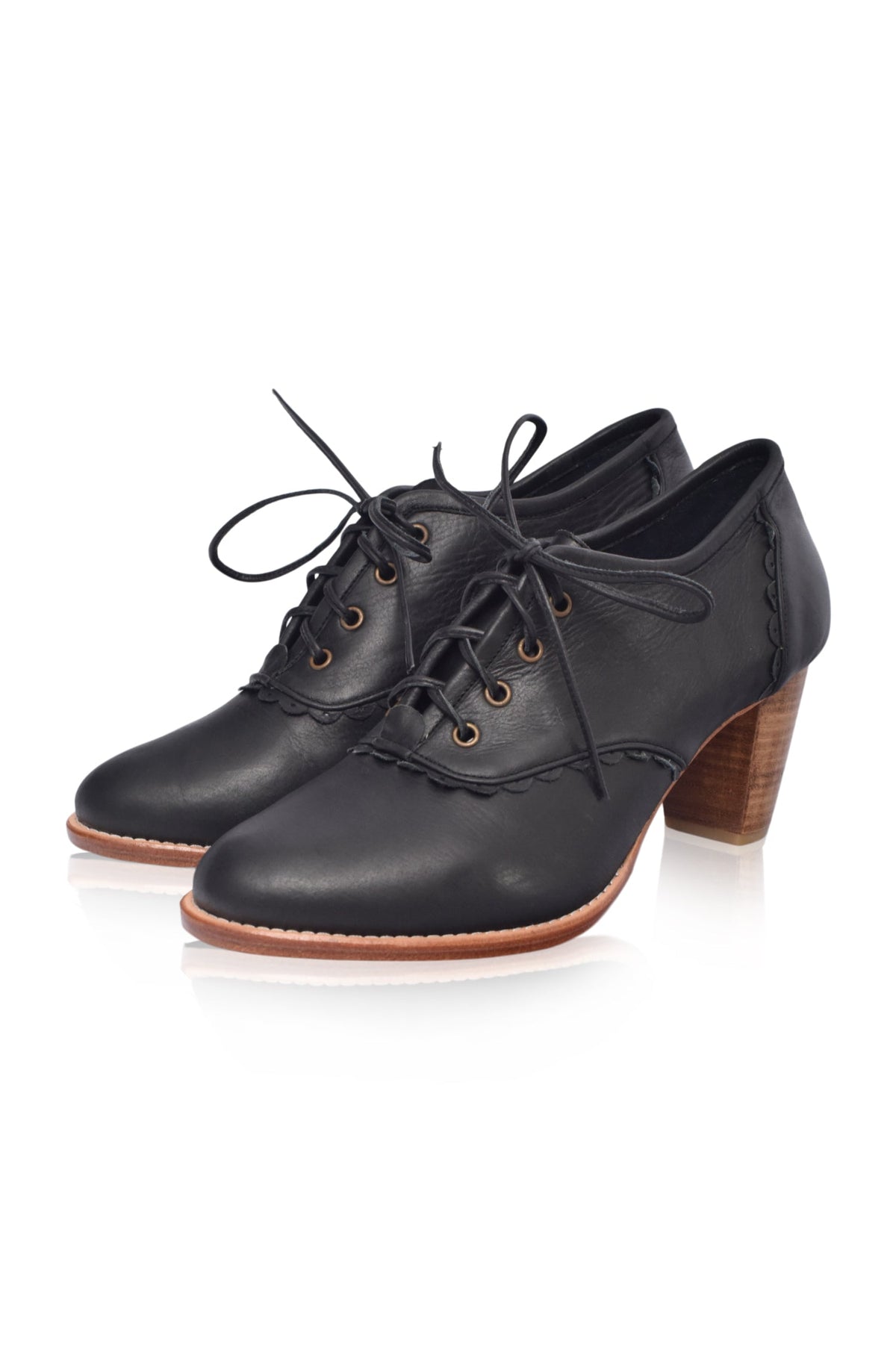 Lace Oxford Leather Heels-2