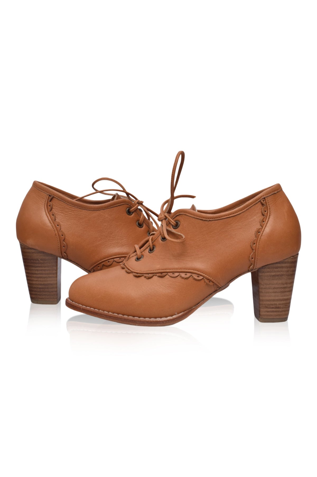Lace Oxford Leather Heels-2