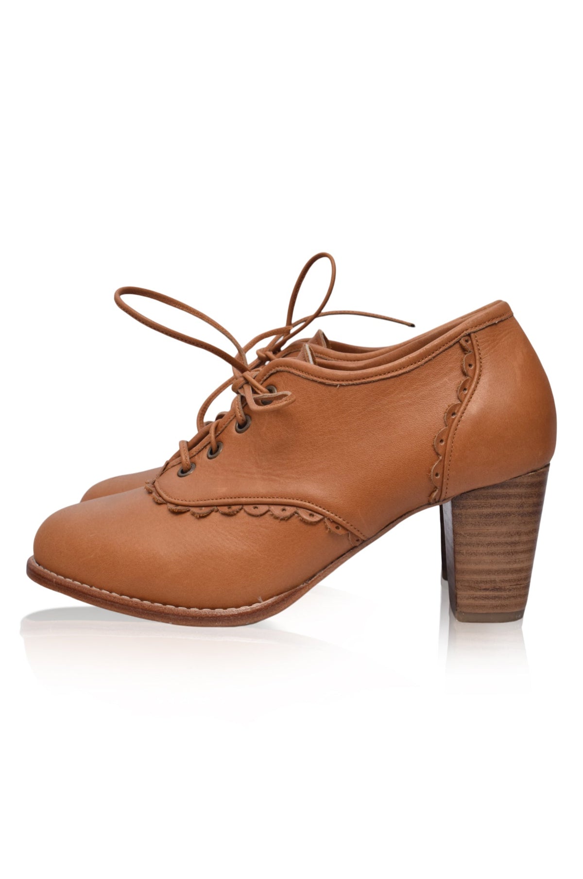 Lace Oxford Leather Heels-5