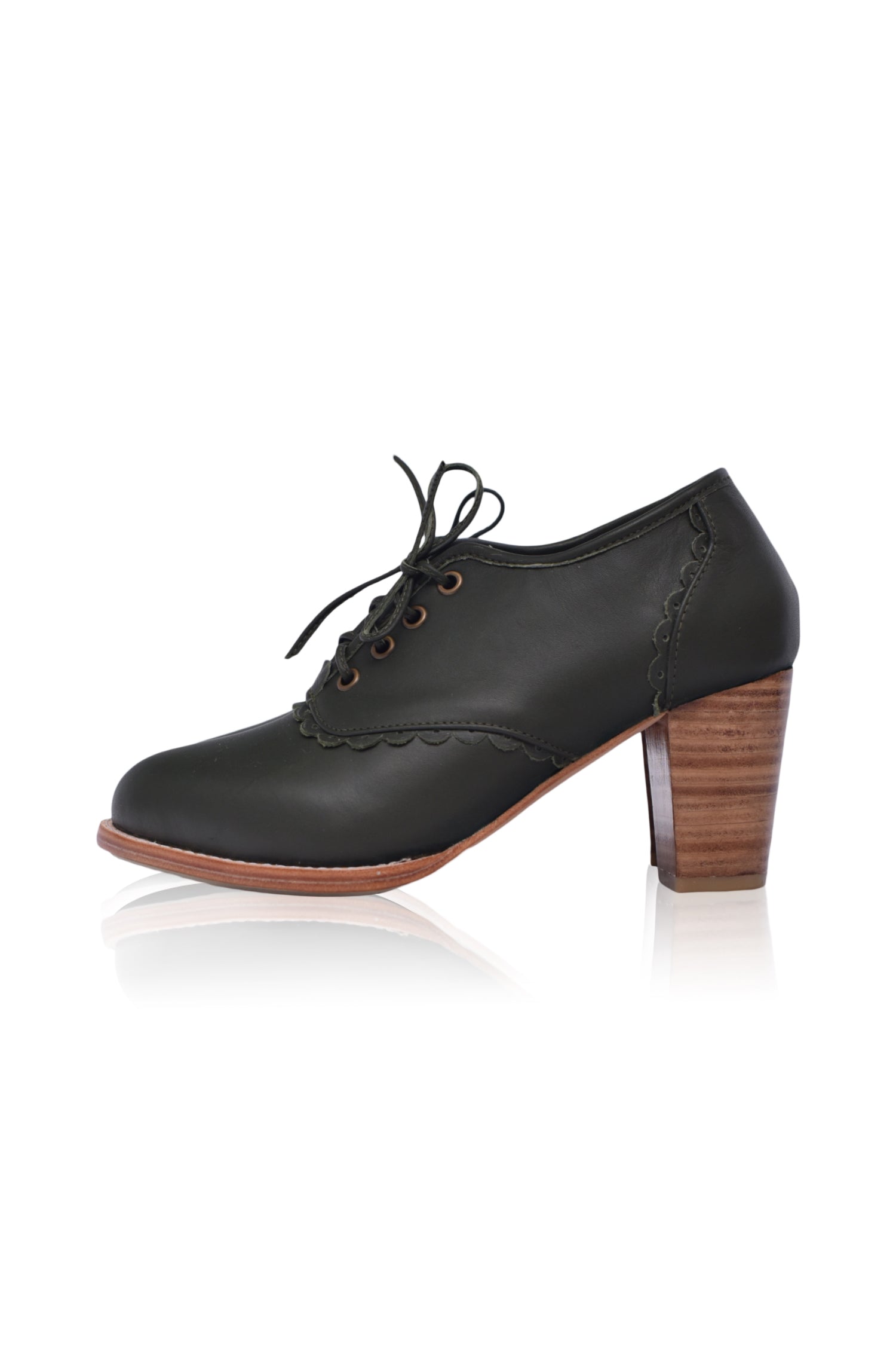 Lace Oxford Leather Heels-1