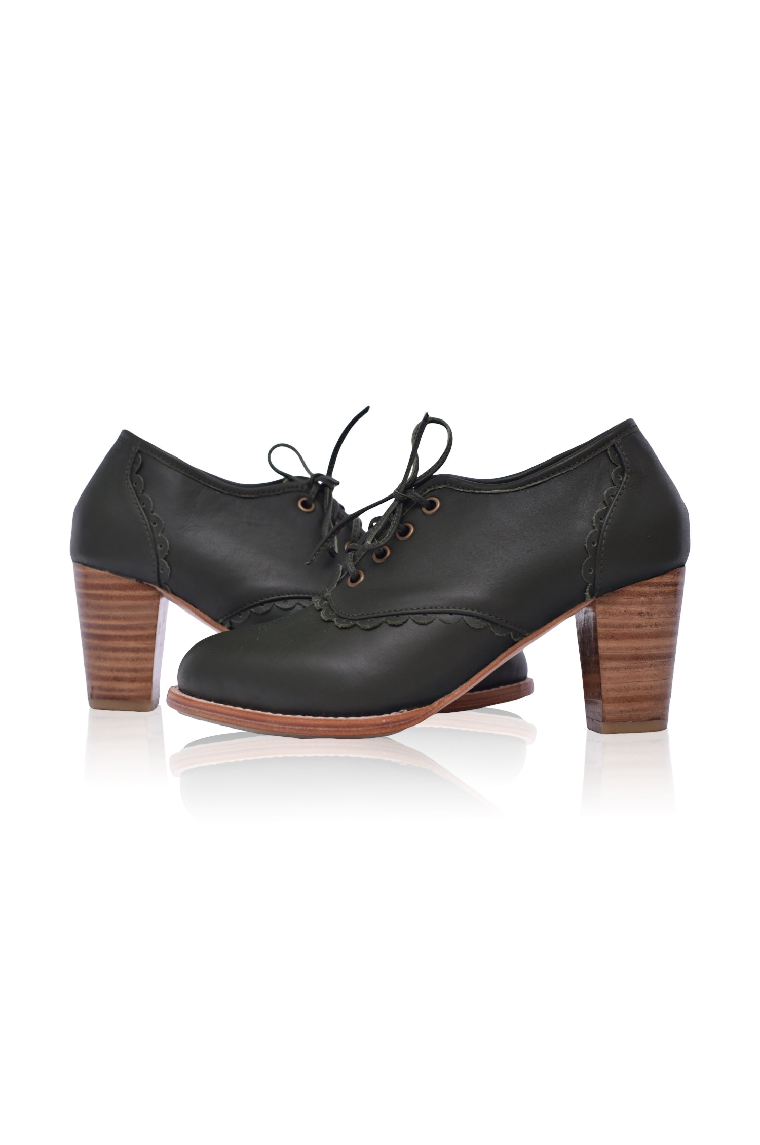 Lace Oxford Leather Heels-2