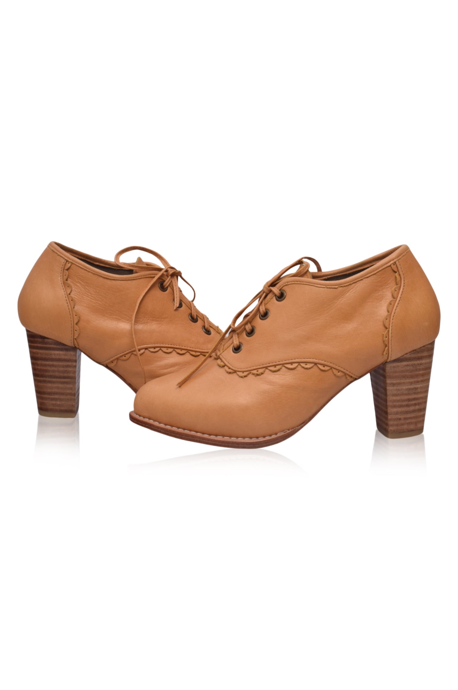 Lace Oxford Leather Heels-2
