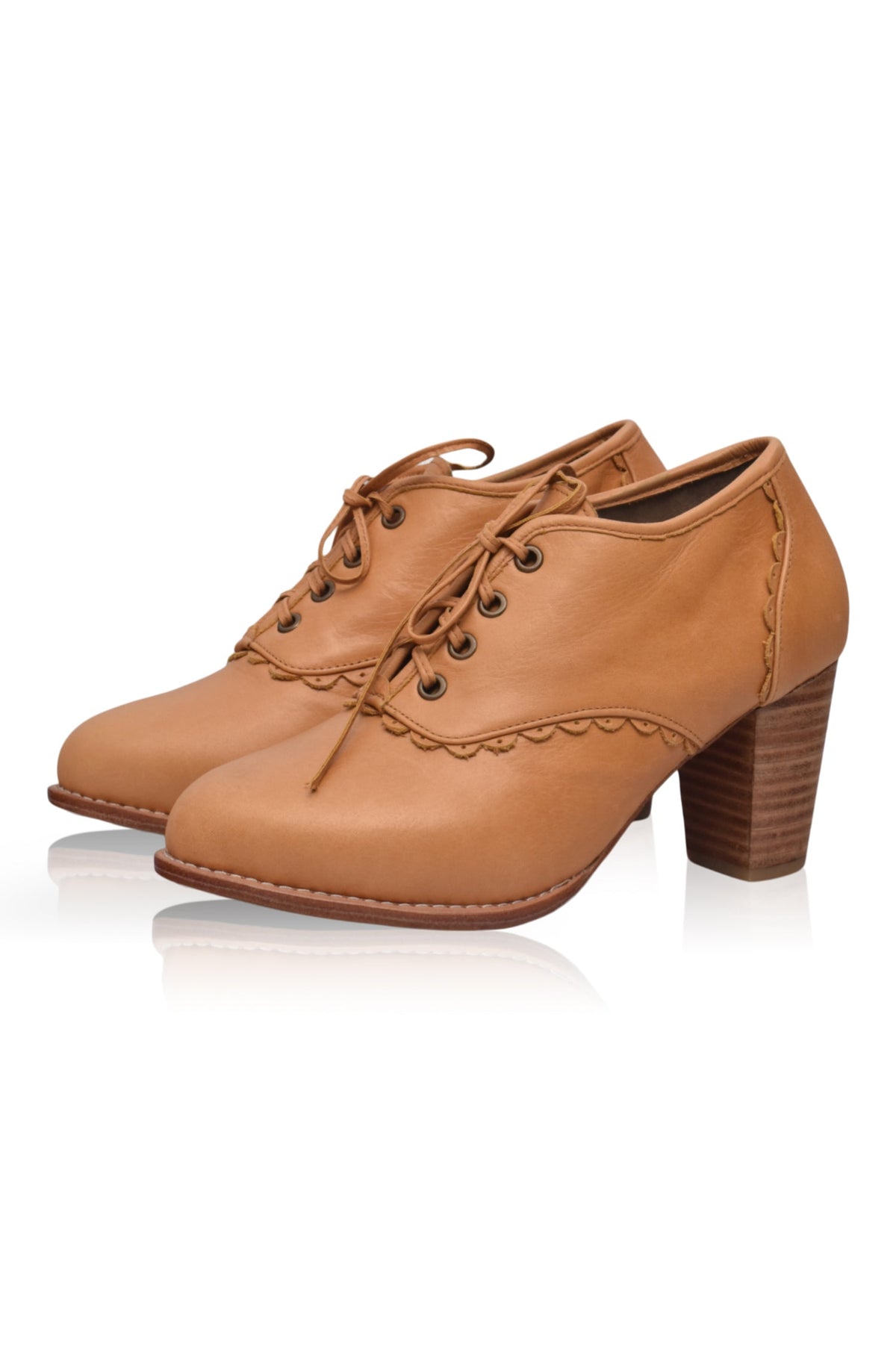 Lace Oxford Leather Heels-1