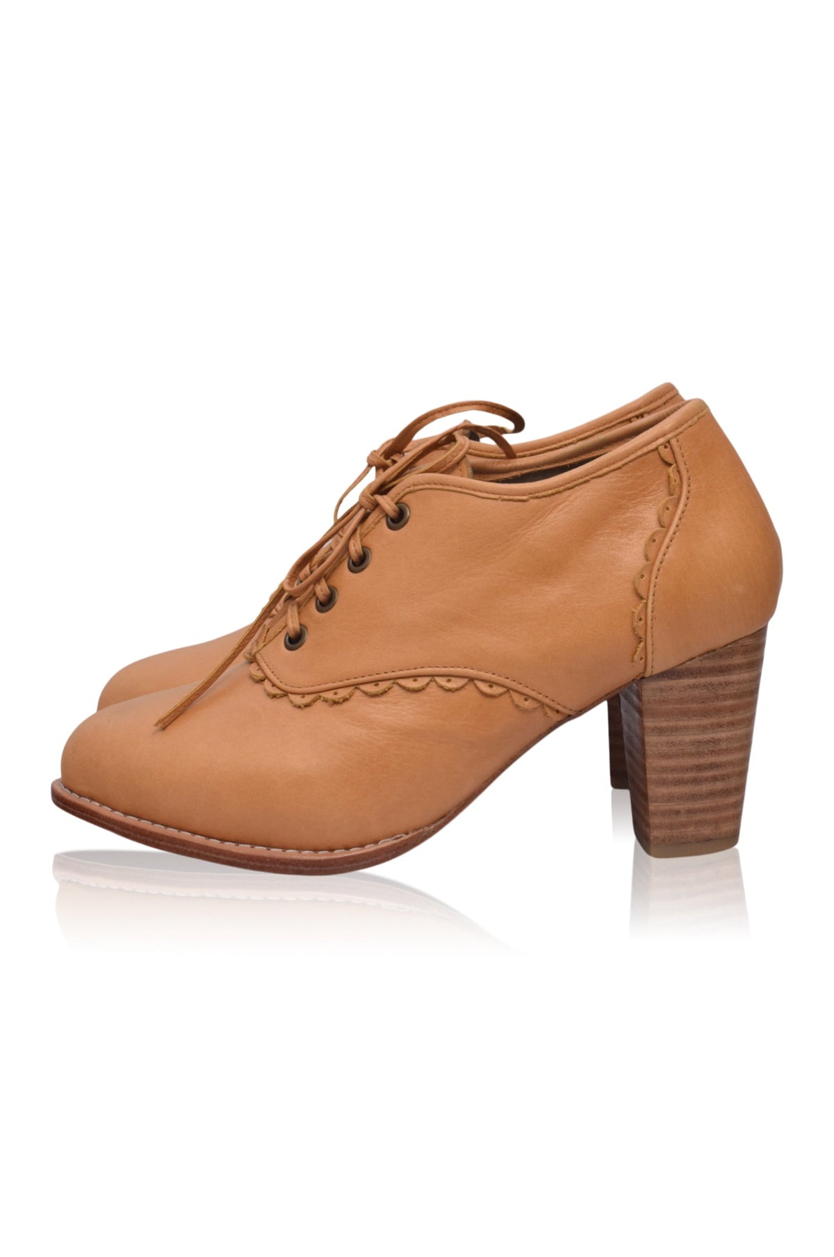 Lace Oxford Leather Heels-3