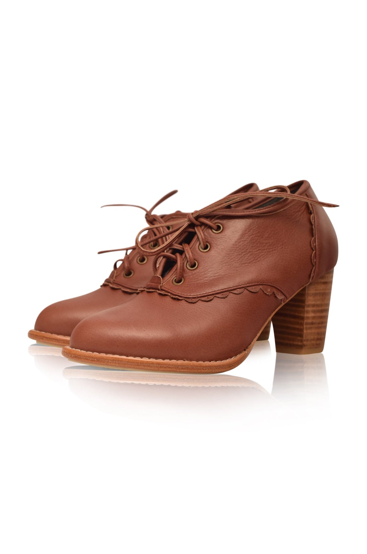 Lace Oxford Leather Heels-6