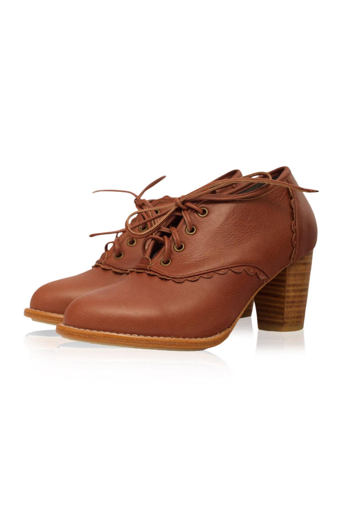 Lace Oxford Leather Heels-5