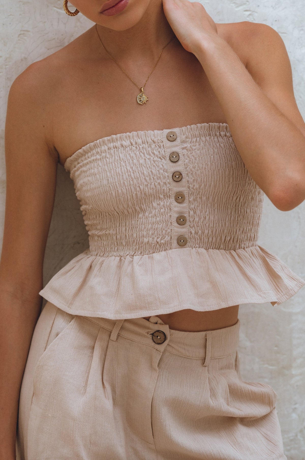 Laura Smocked Linen Top (Sale)-3