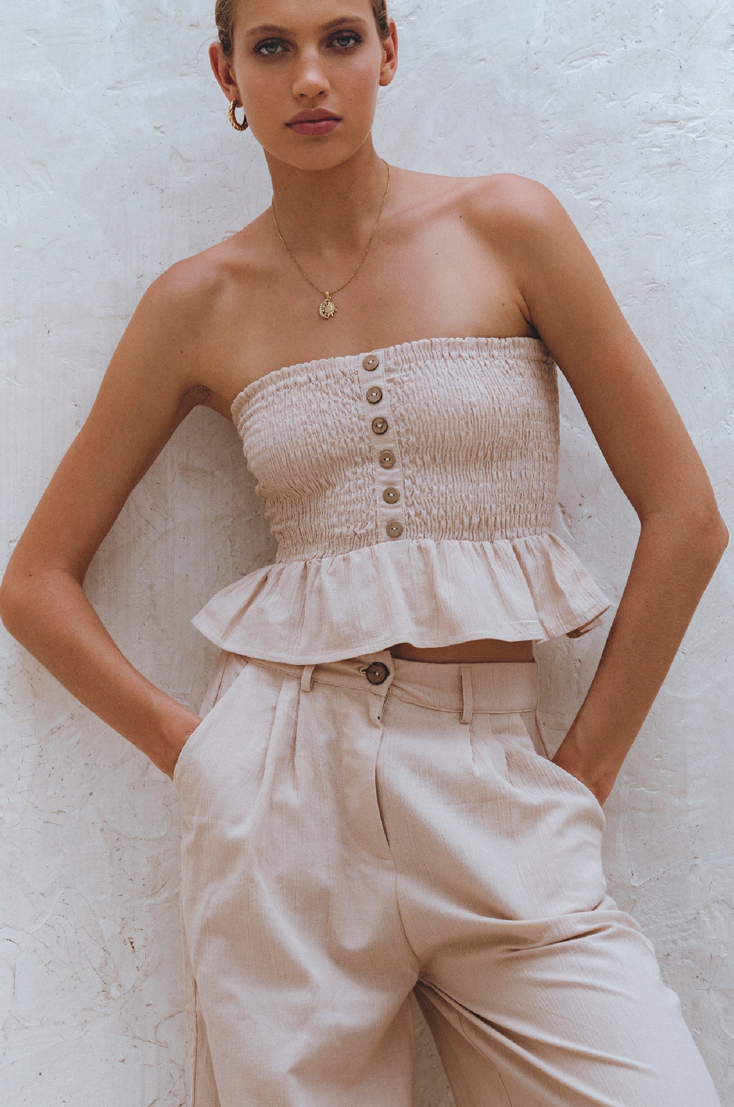 Laura Smocked Linen Top (Sale)-7