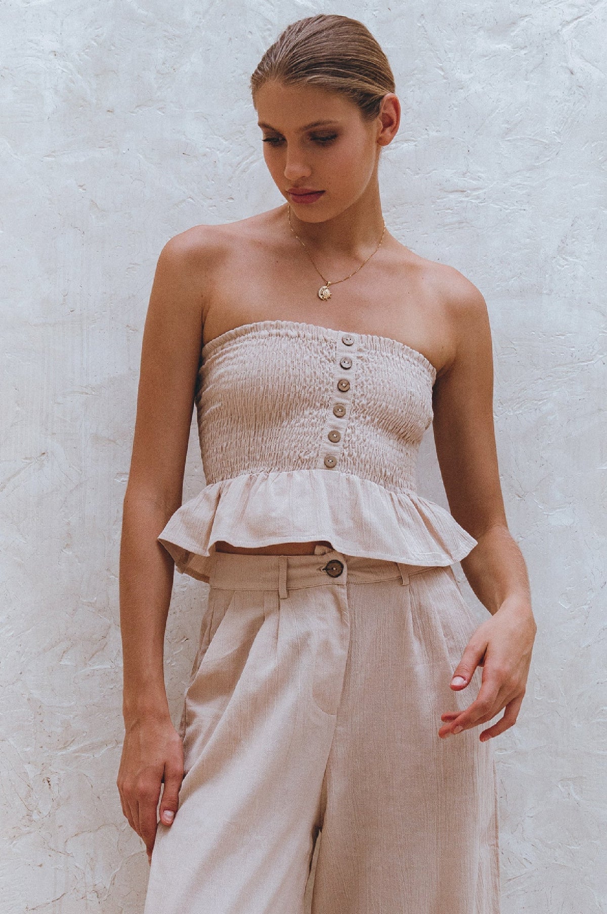 Laura Smocked Linen Top (Sale)-1