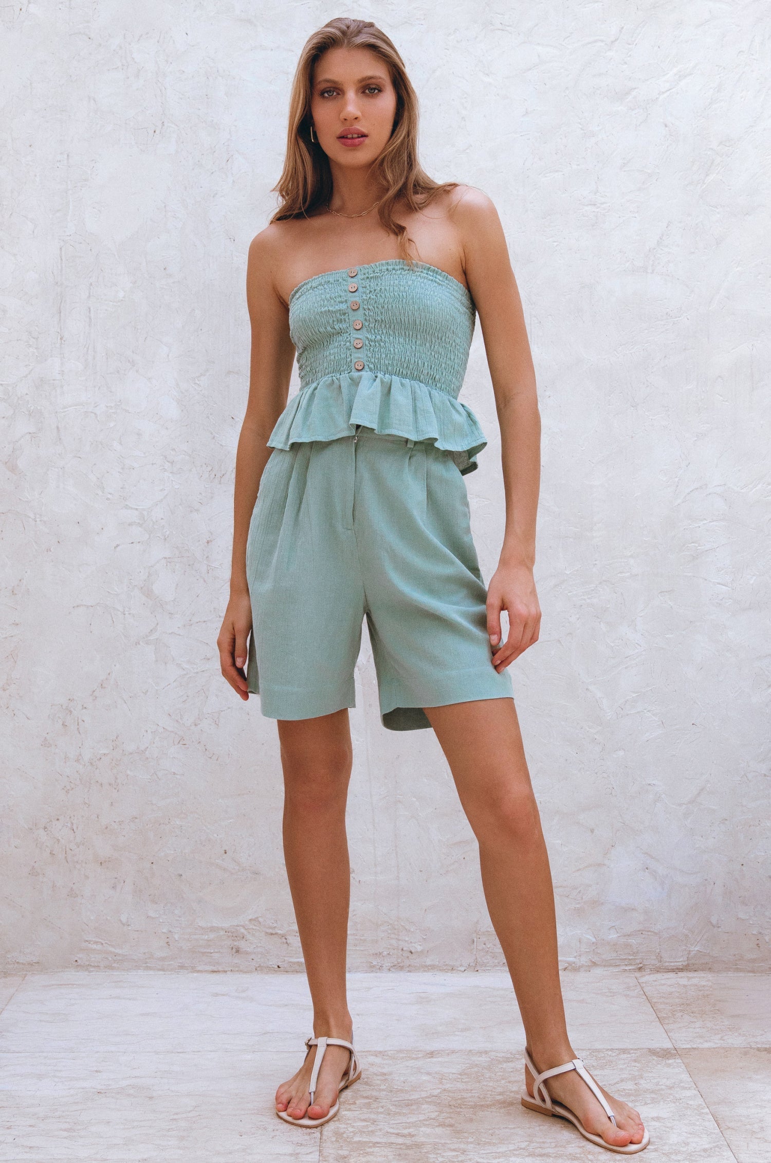 Laura Smocked Linen Top (Sale)-3