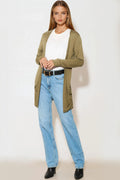 Khaki Boyfriend Cardigan with Pockets-0