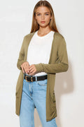 Khaki Boyfriend Cardigan with Pockets-0