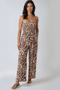 Leopard Print Shirred Jumpsuit-0