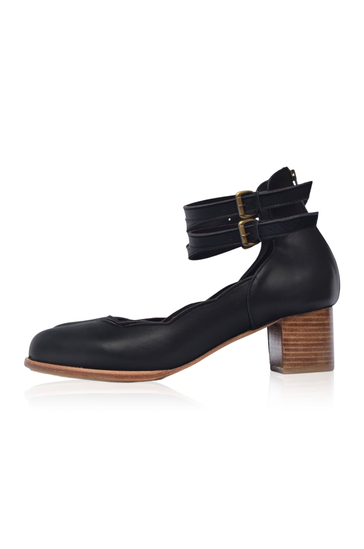 Lily Valley Scalloped Leather Heels-1