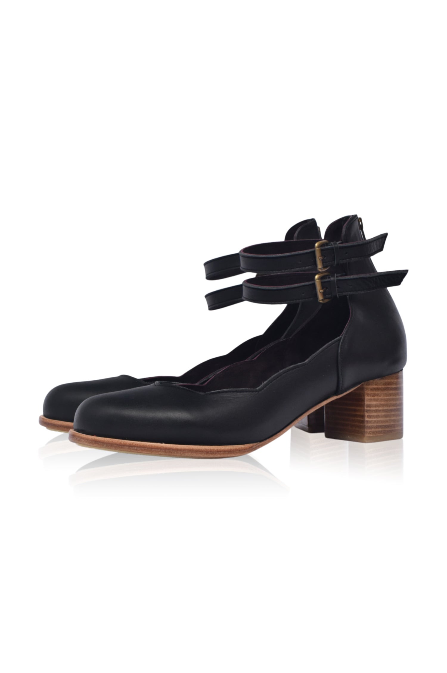 Lily Valley Scalloped Leather Heels-4