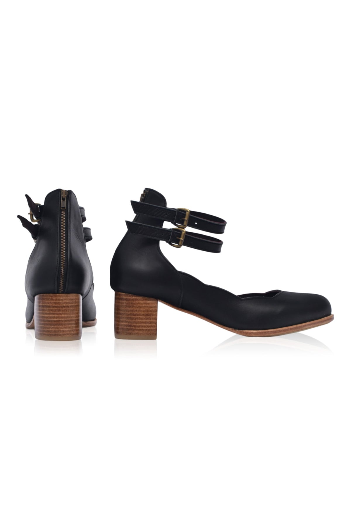 Lily Valley Scalloped Leather Heels-3