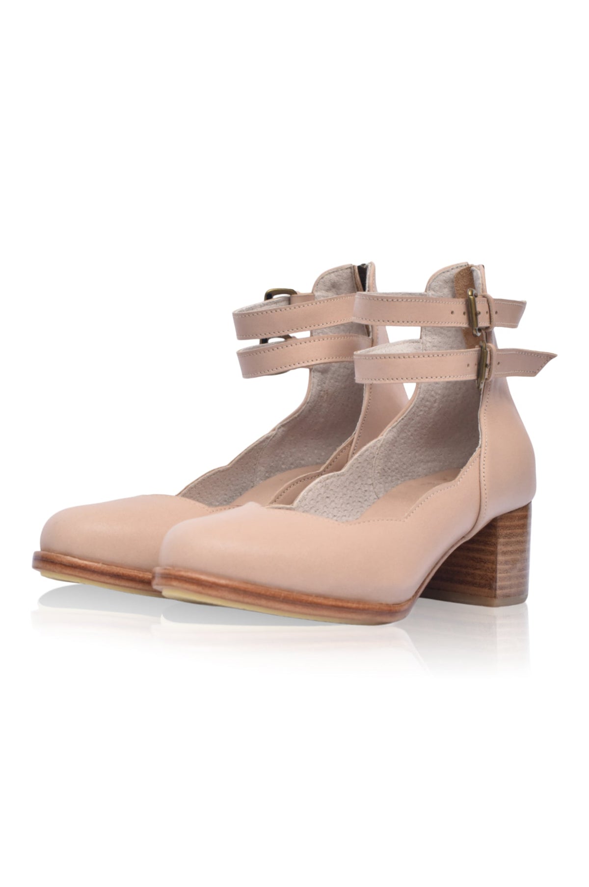 Lily Valley Scalloped Leather Heels-2