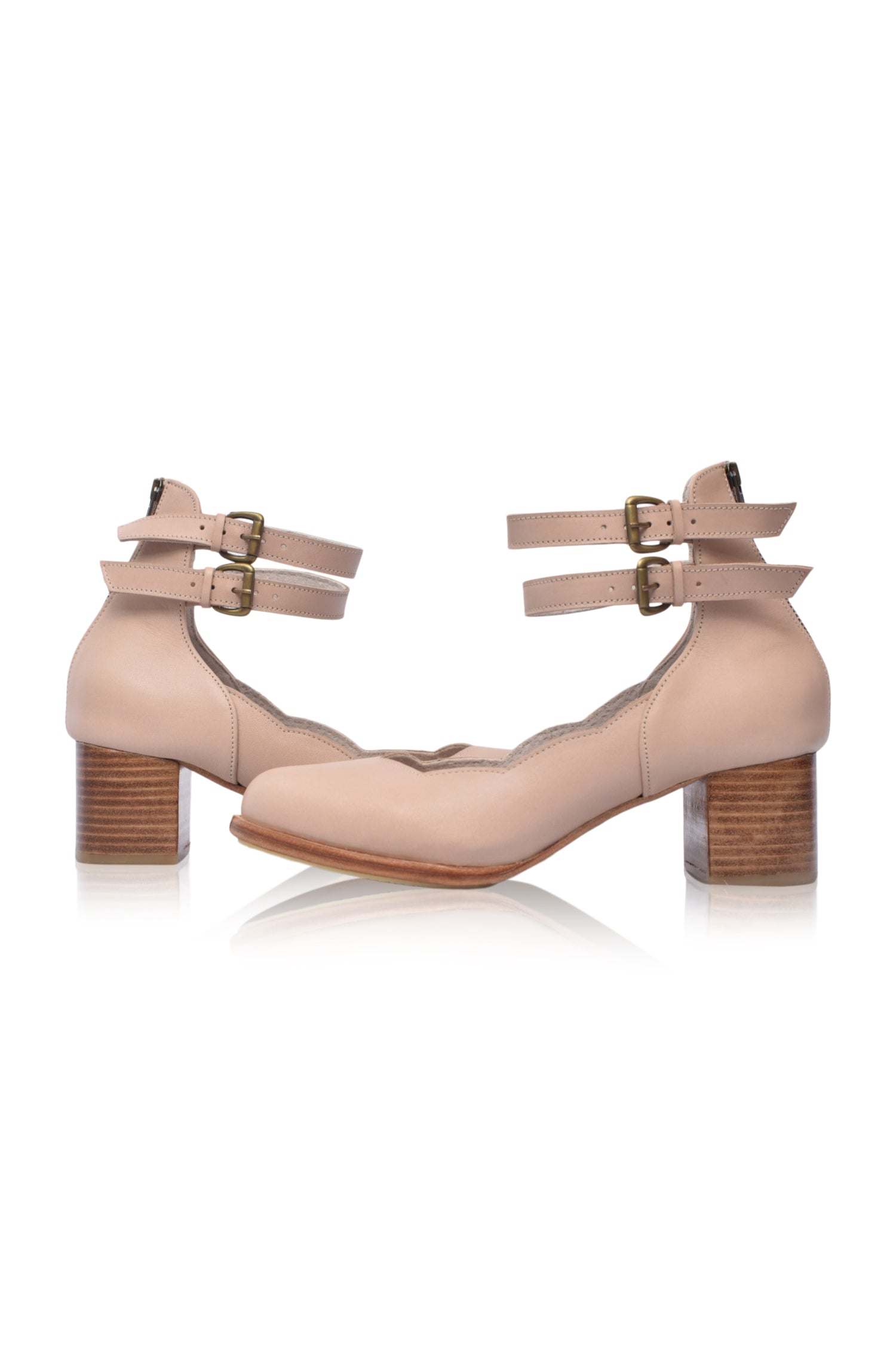 Lily Valley Scalloped Leather Heels-3