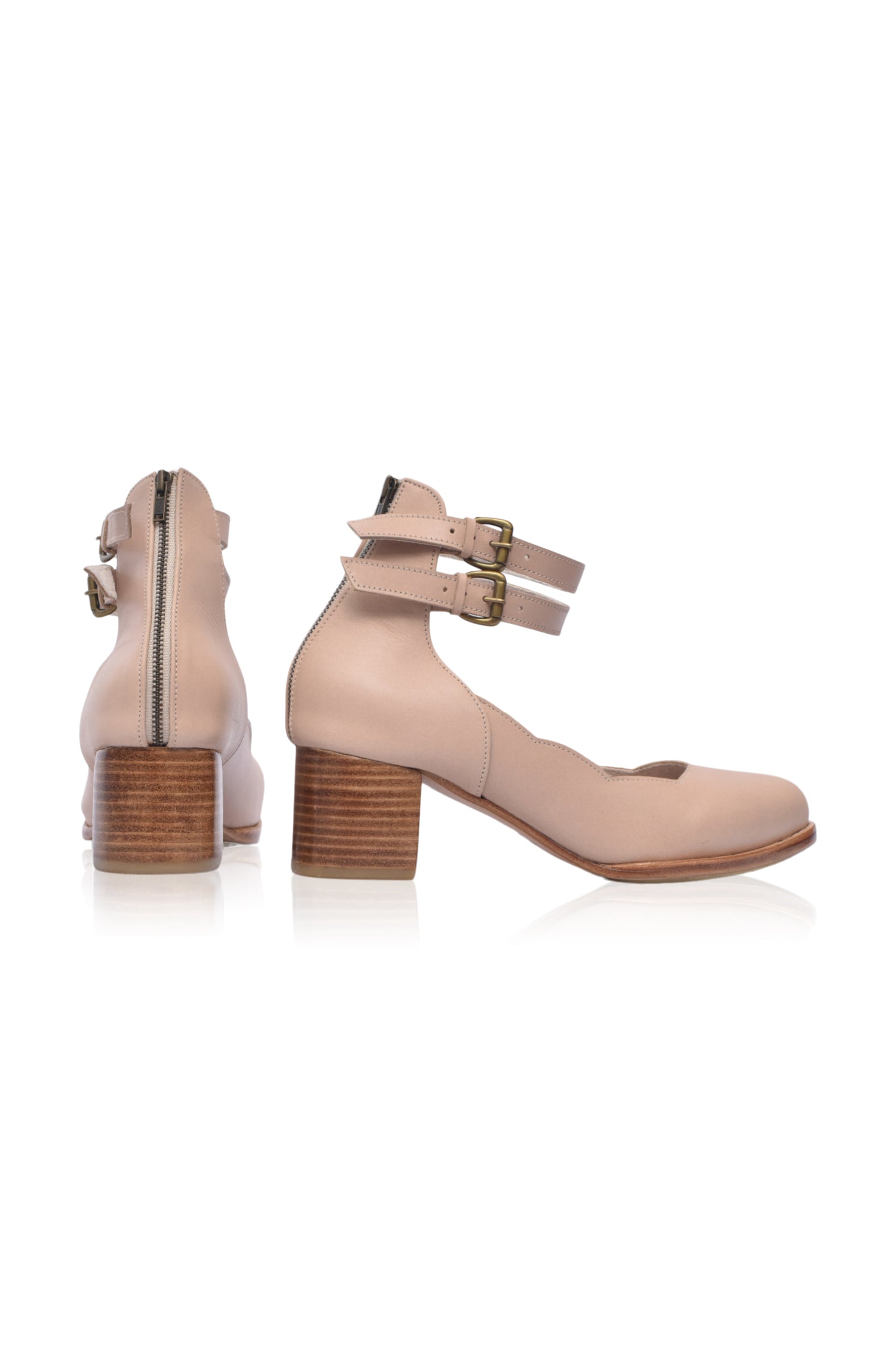 Lily Valley Scalloped Leather Heels-4