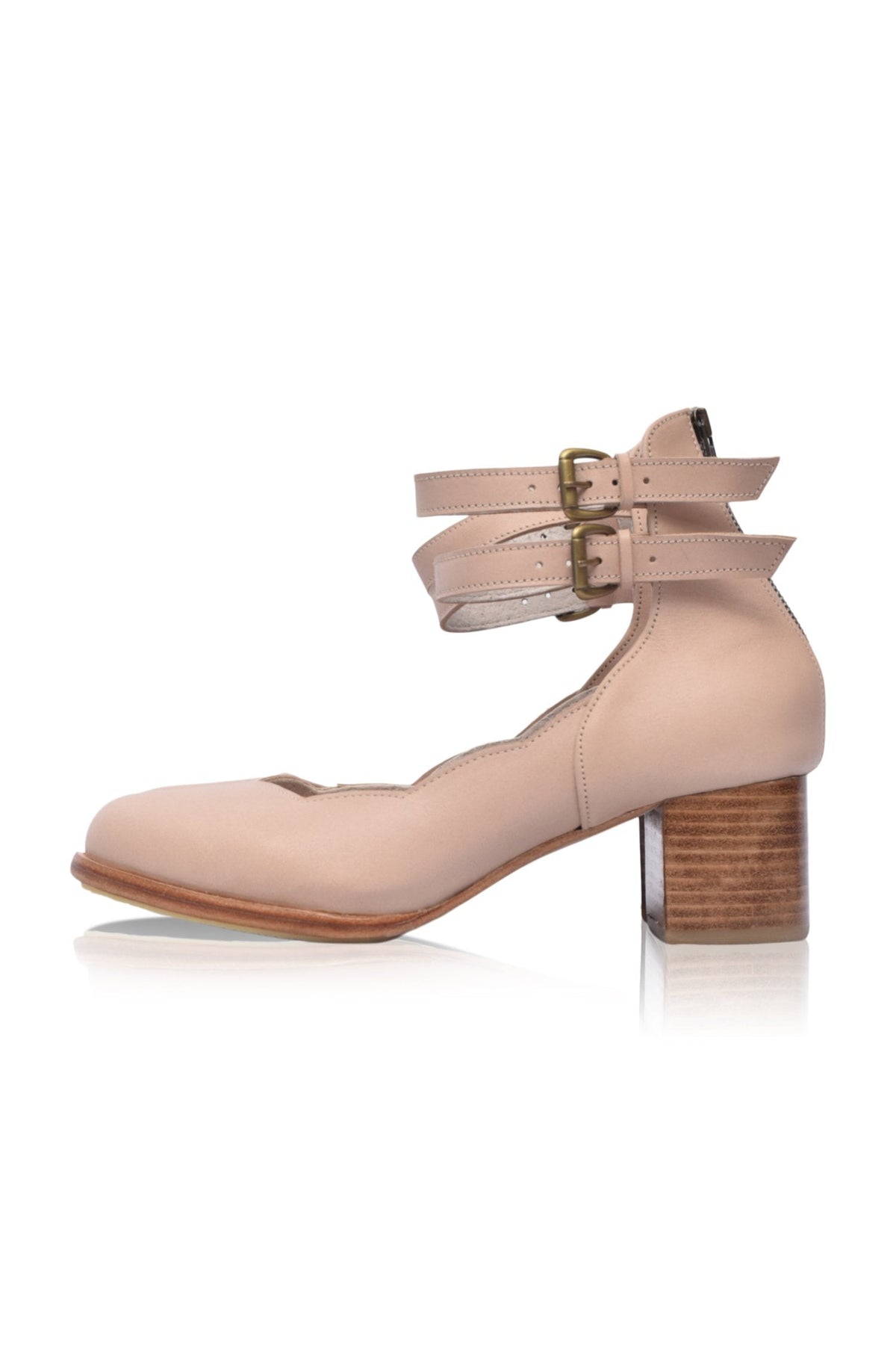 Lily Valley Scalloped Leather Heels-1