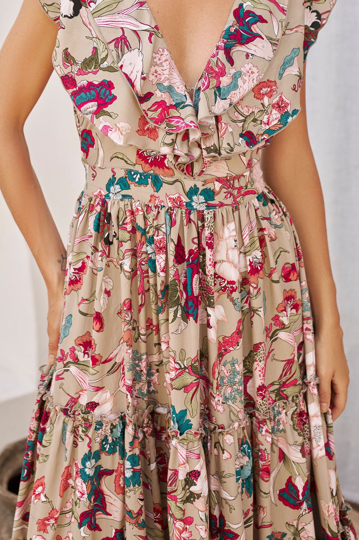 Looking Back Ruffle Midi Dress (Sale)-3
