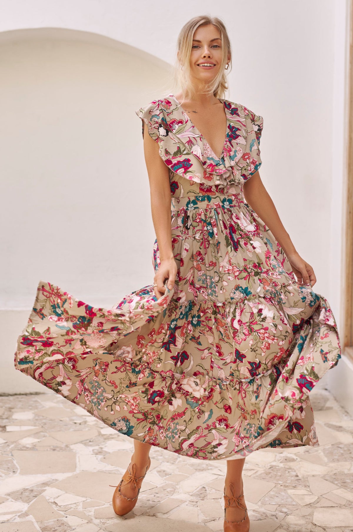 Looking Back Ruffle Midi Dress (Sale)-0