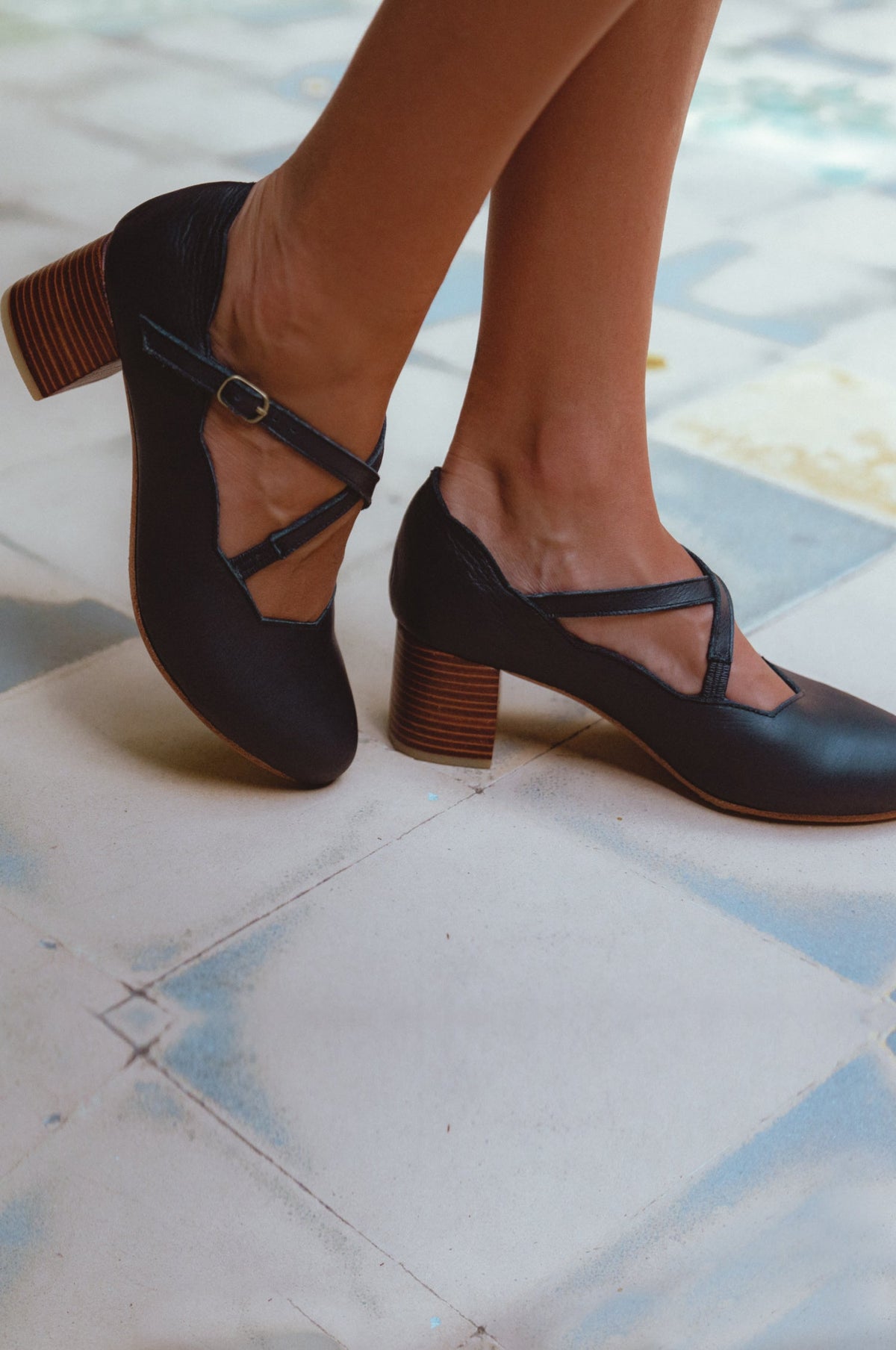 Lotus Criss Cross Leather Heels-0