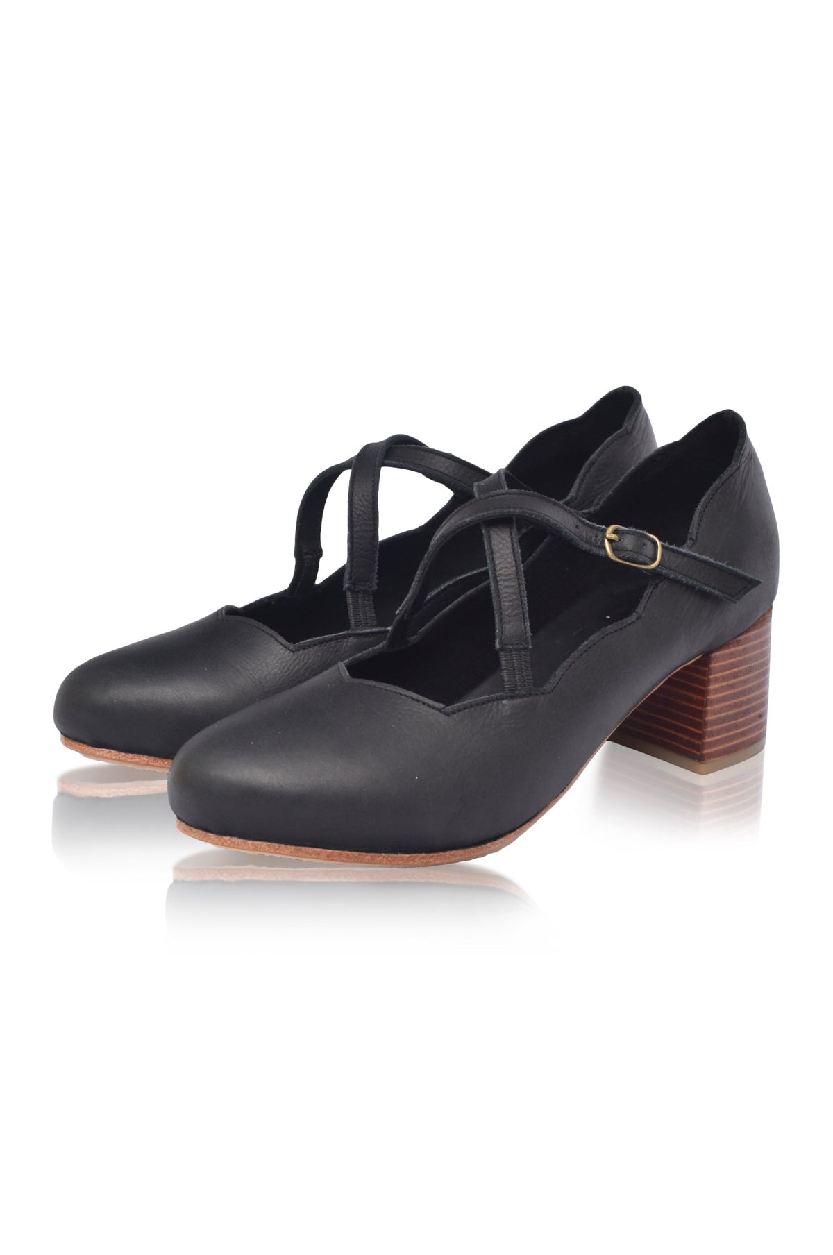 Lotus Criss Cross Leather Heels-2
