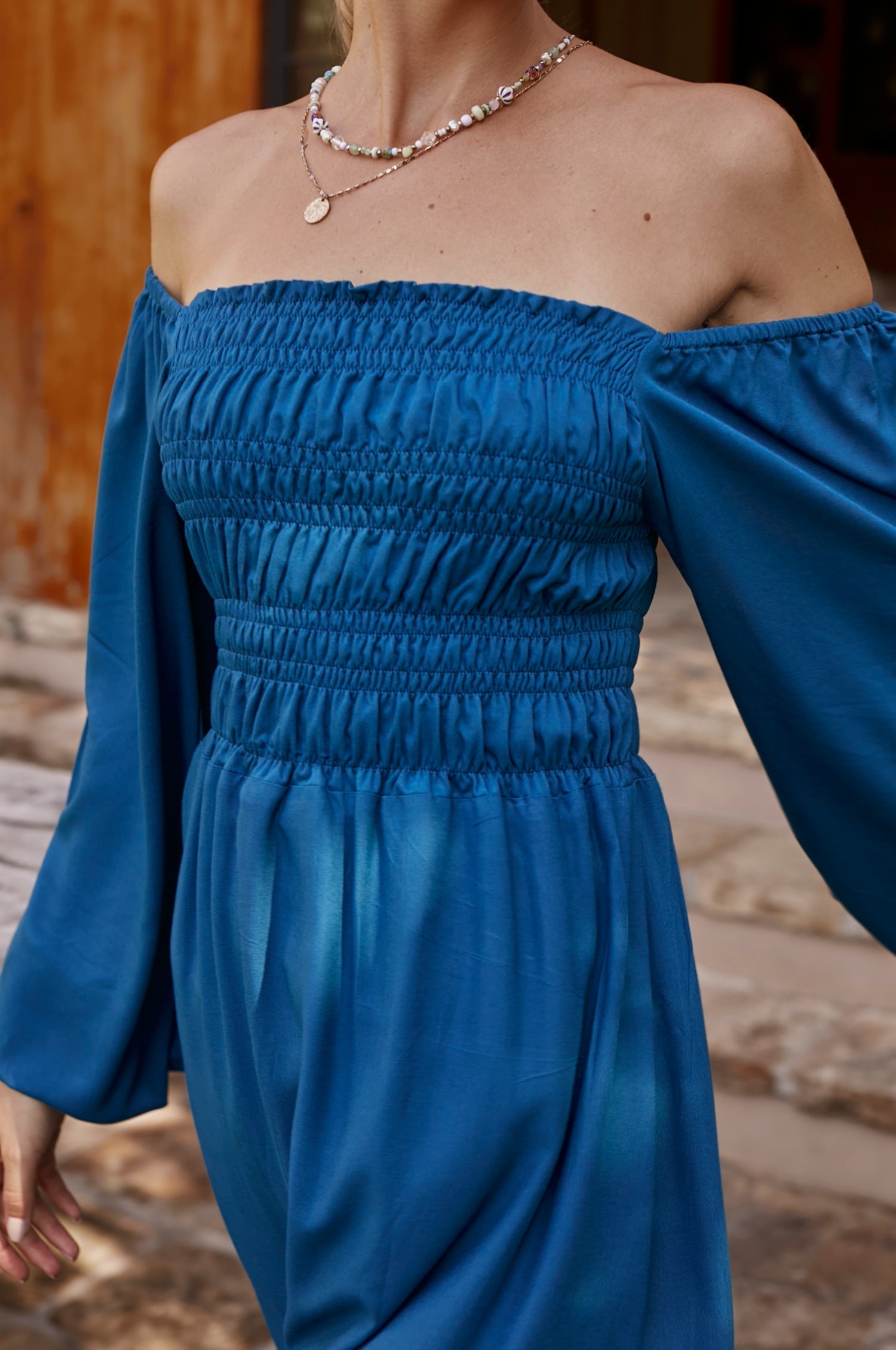Love Story Smocked Off Shoulder Dress (Sale)-3