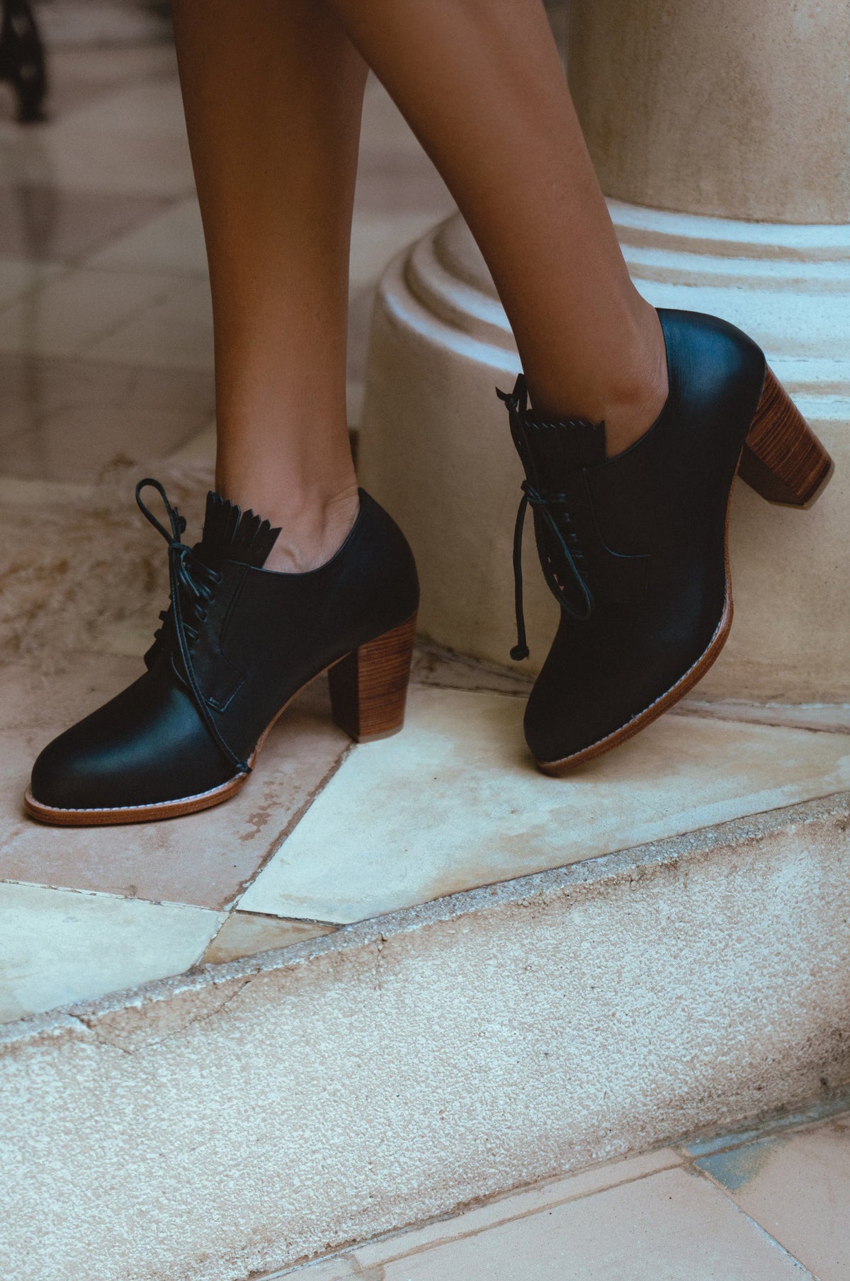 Lyon Lace-Up Leather Oxford Heels-0