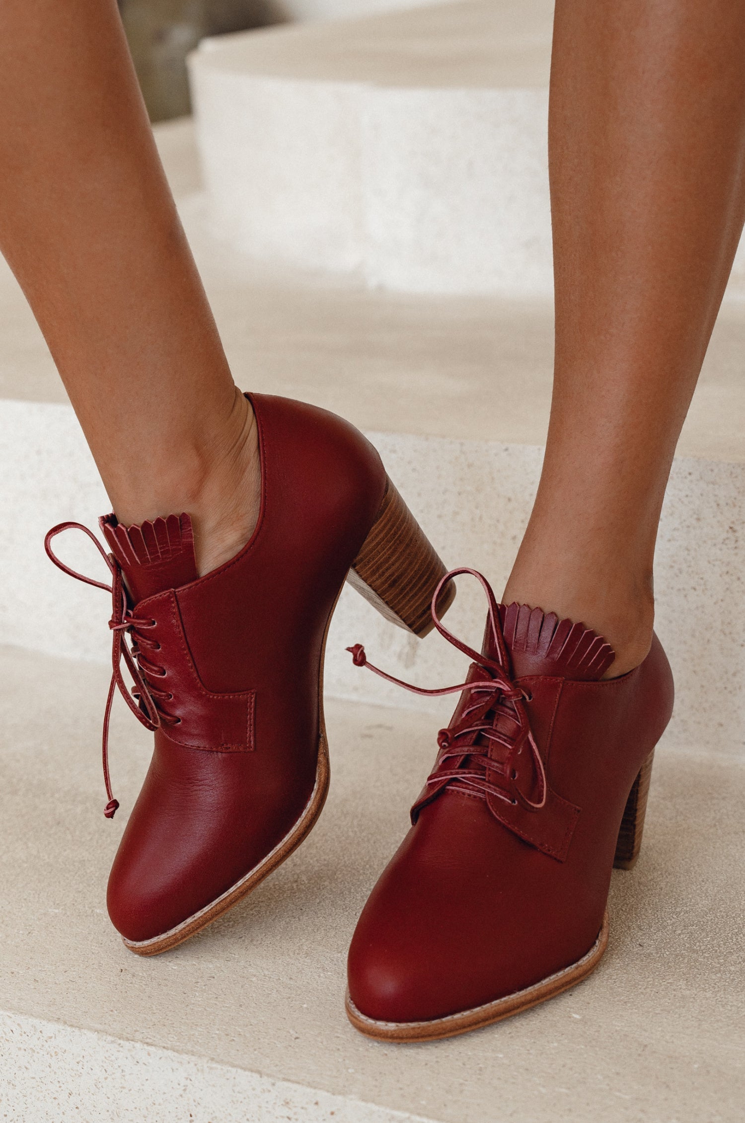 Lyon Lace-Up Leather Oxford Heels-0