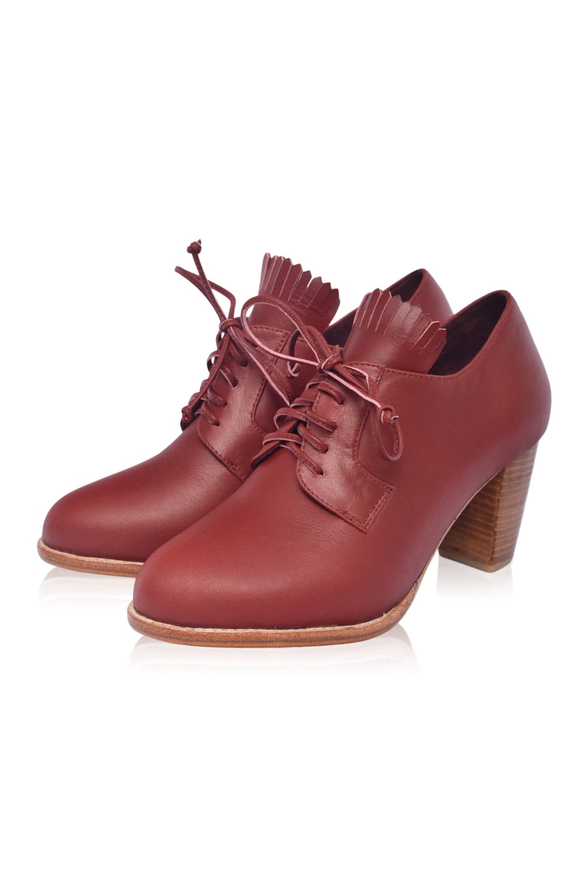Lyon Lace-Up Leather Oxford Heels-2