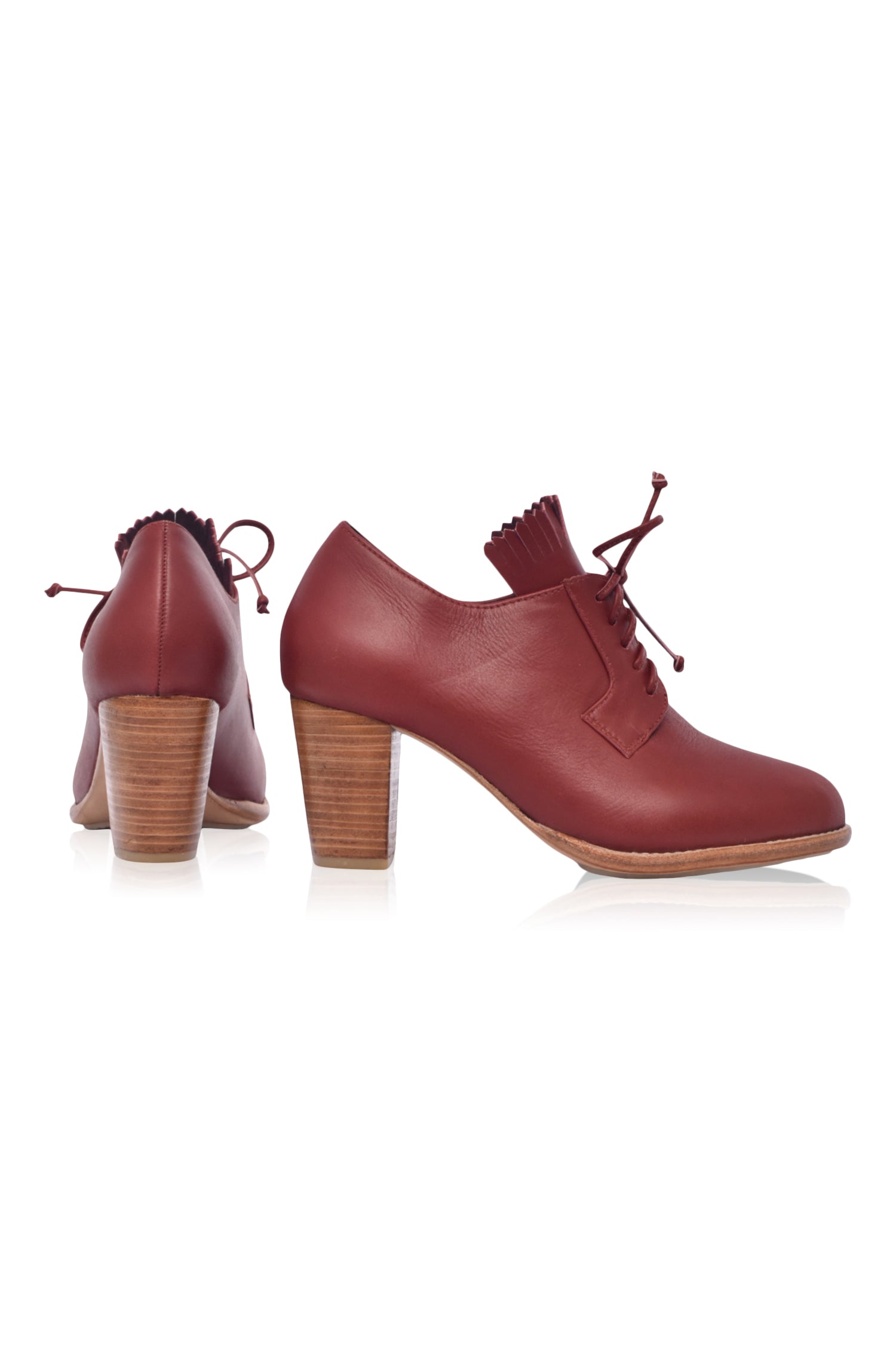 Lyon Lace-Up Leather Oxford Heels-3