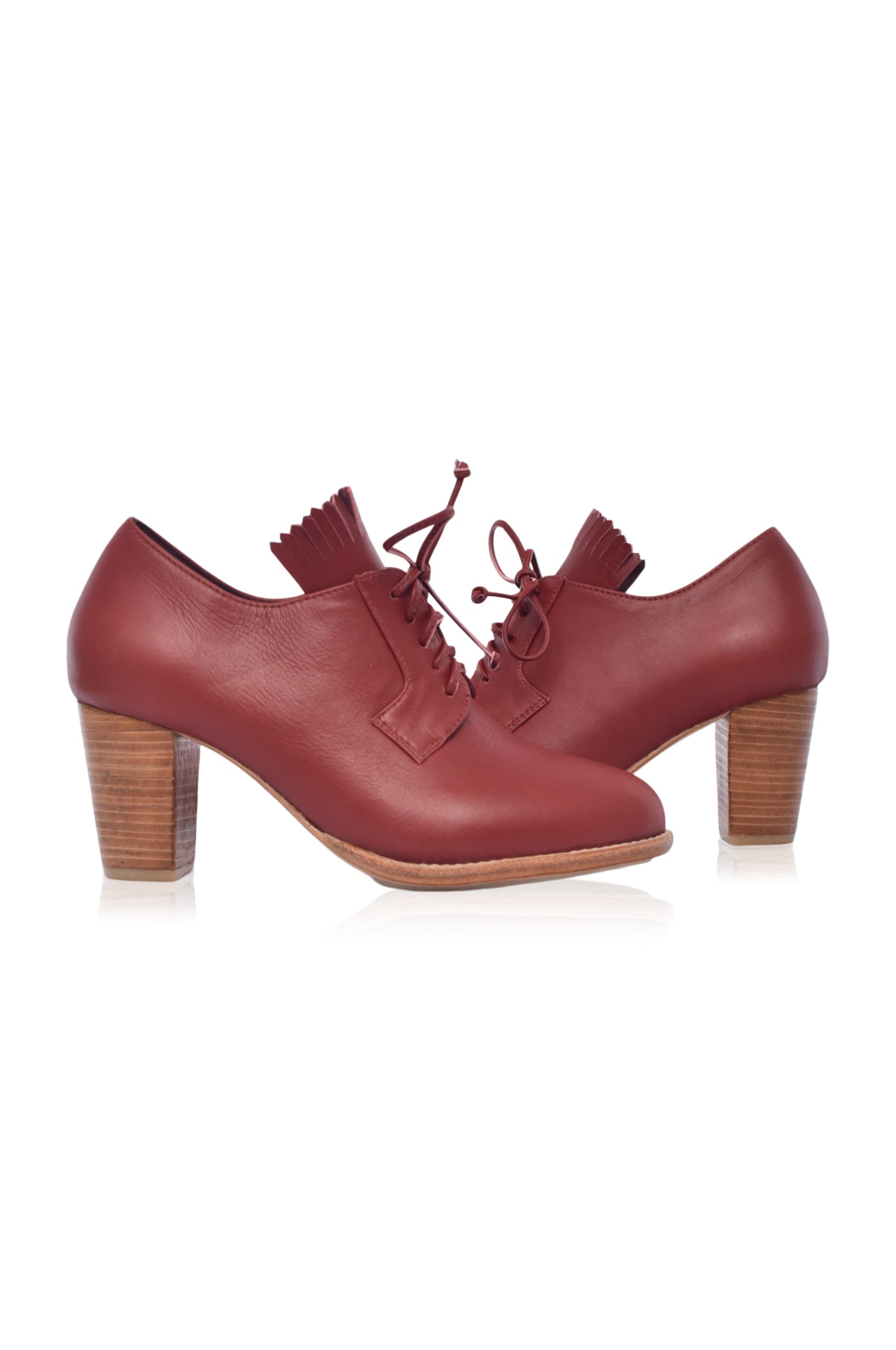 Lyon Lace-Up Leather Oxford Heels-4